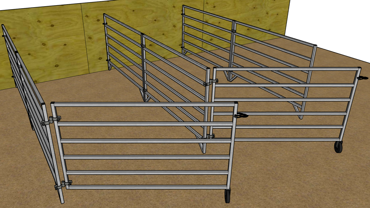 5 Ft X 10 Ft Aluminum 6-Rail Wall Mounted Horse Stall Kit (2 Panels + 1 Gate) - Perfect for Barns, Stables & Equine Facilities