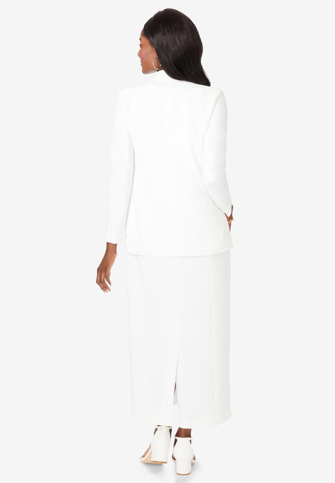 Jessica London Women's Plus Size 2-Piece Stretch Crepe Single-Breasted Maxi Jacket Dress Set - Formal Office Wear & Special Occasion Outfit for Curvy Women