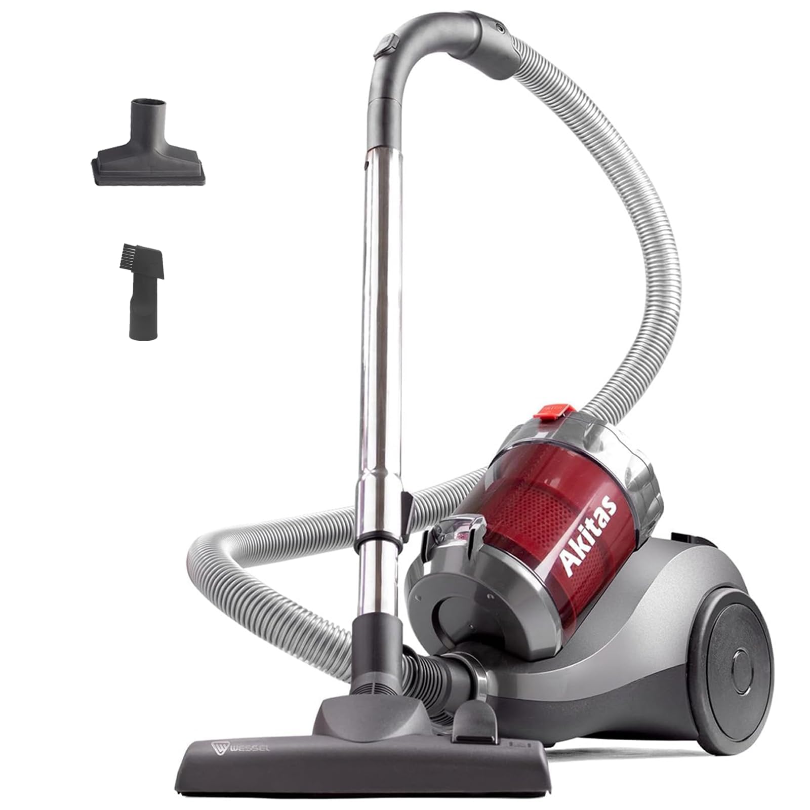 800W Powerful Bagless Cylinder Vacuum Cleaner with German Wessel Werk Nozzle - Ideal for Hard Floors & Carpets - Perfect for Home, Office, and Car Cleaning