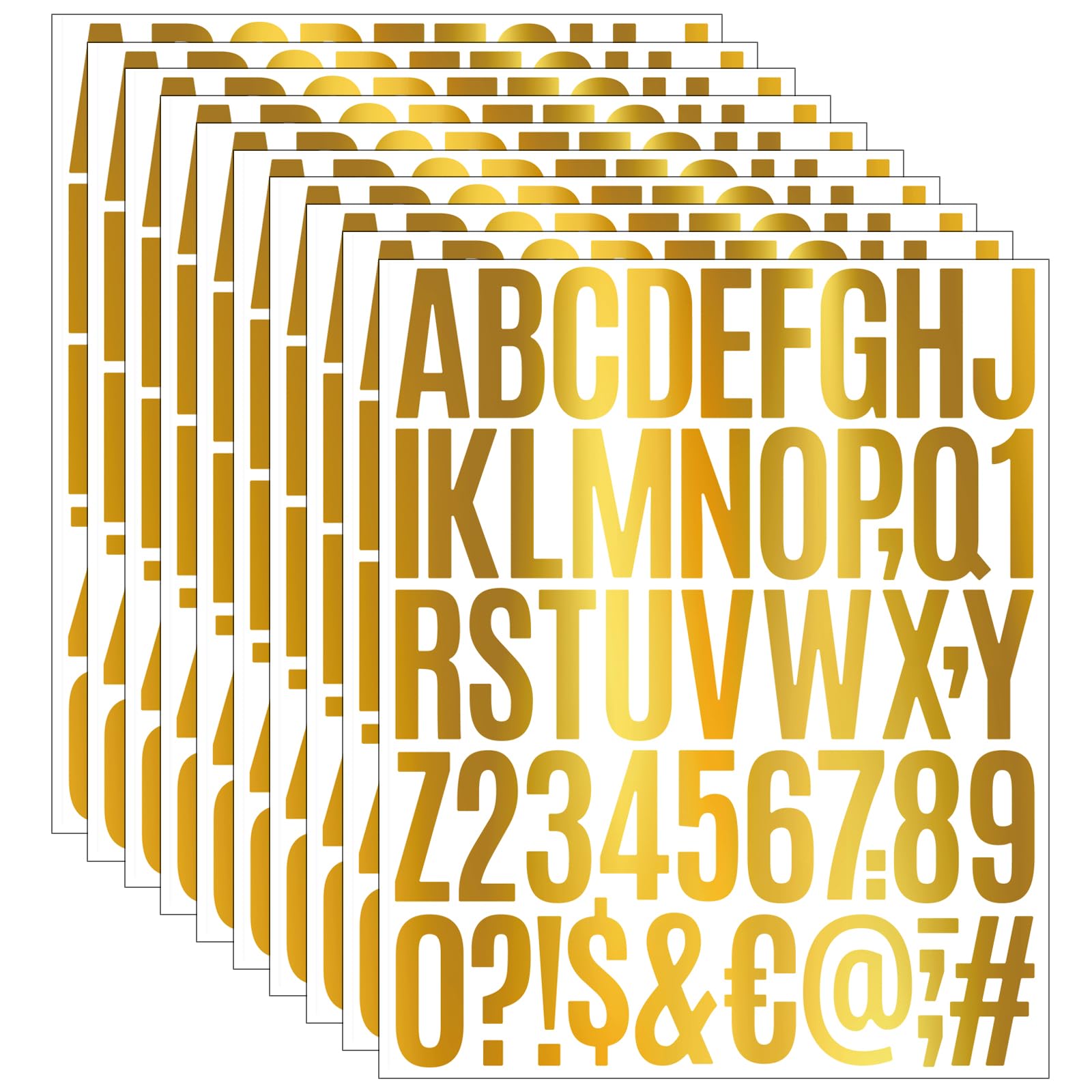 500 Pcs 2 Inch Gold Alphabet Stickers - 10 Sheets Large Self-Adhesive Vinyl Letter Stickers for School Projects, Classroom Bulletin Boards, Kids Crafts, Mailbox Decor & DIY Scrapbooking - Perfect for Teachers, Students and Craft Enthusiasts