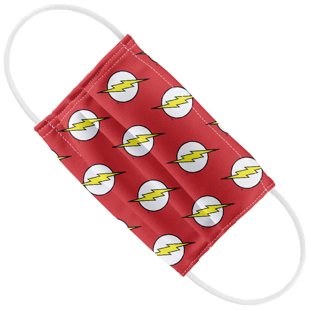 The Flash Kids Lightning Bolt Logo Reusable Face Mask - 1-Ply Breathable Fabric for School, Cosplay & Superhero Fans - DC Comics Inspired Face Covering