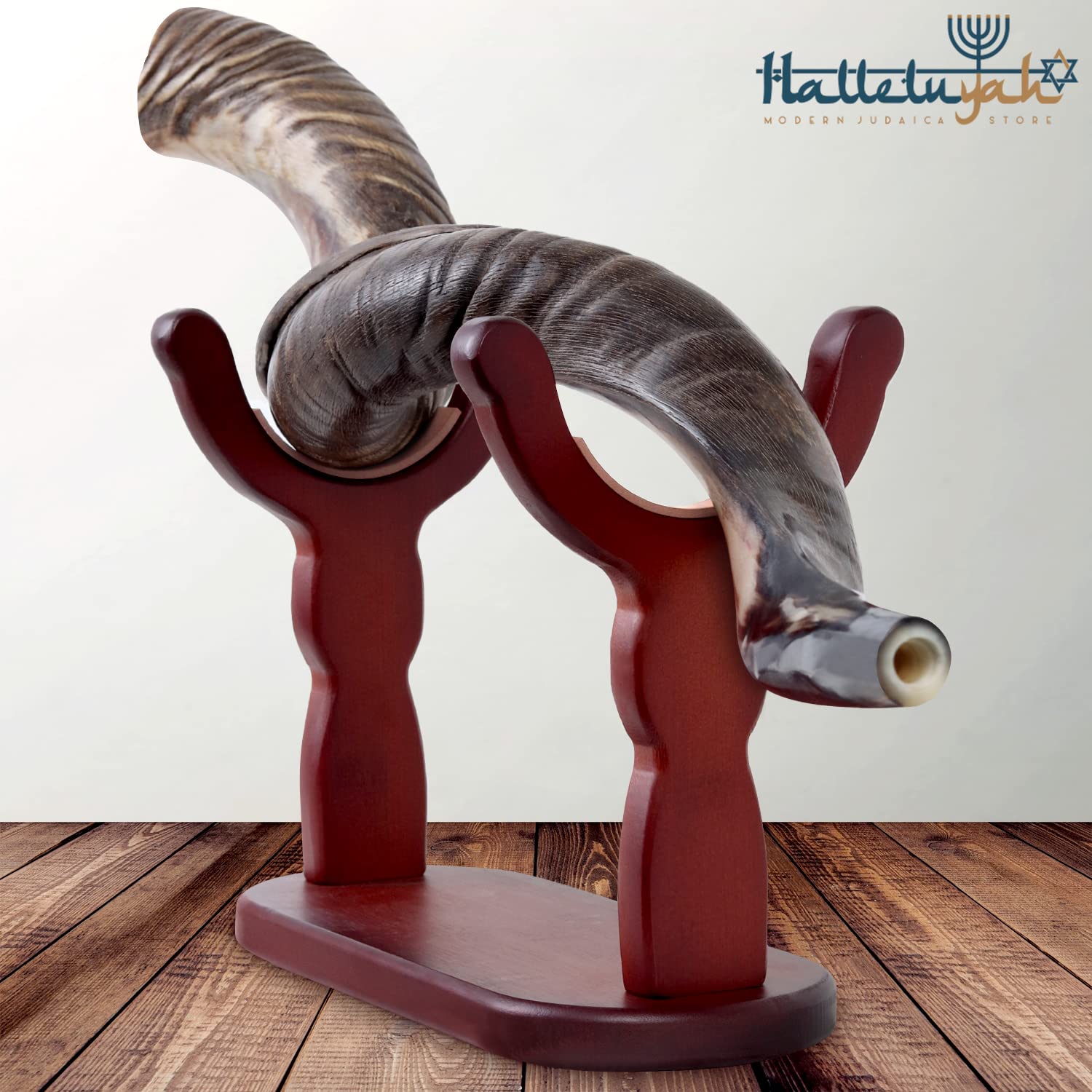 Authentic 28-32 Inch Kudu Horn Shofar from Israel with Decorative Stand - Handcrafted by HalelluYAH - Perfect for Jewish Holidays, Religious Ceremonies & Spiritual Gatherings