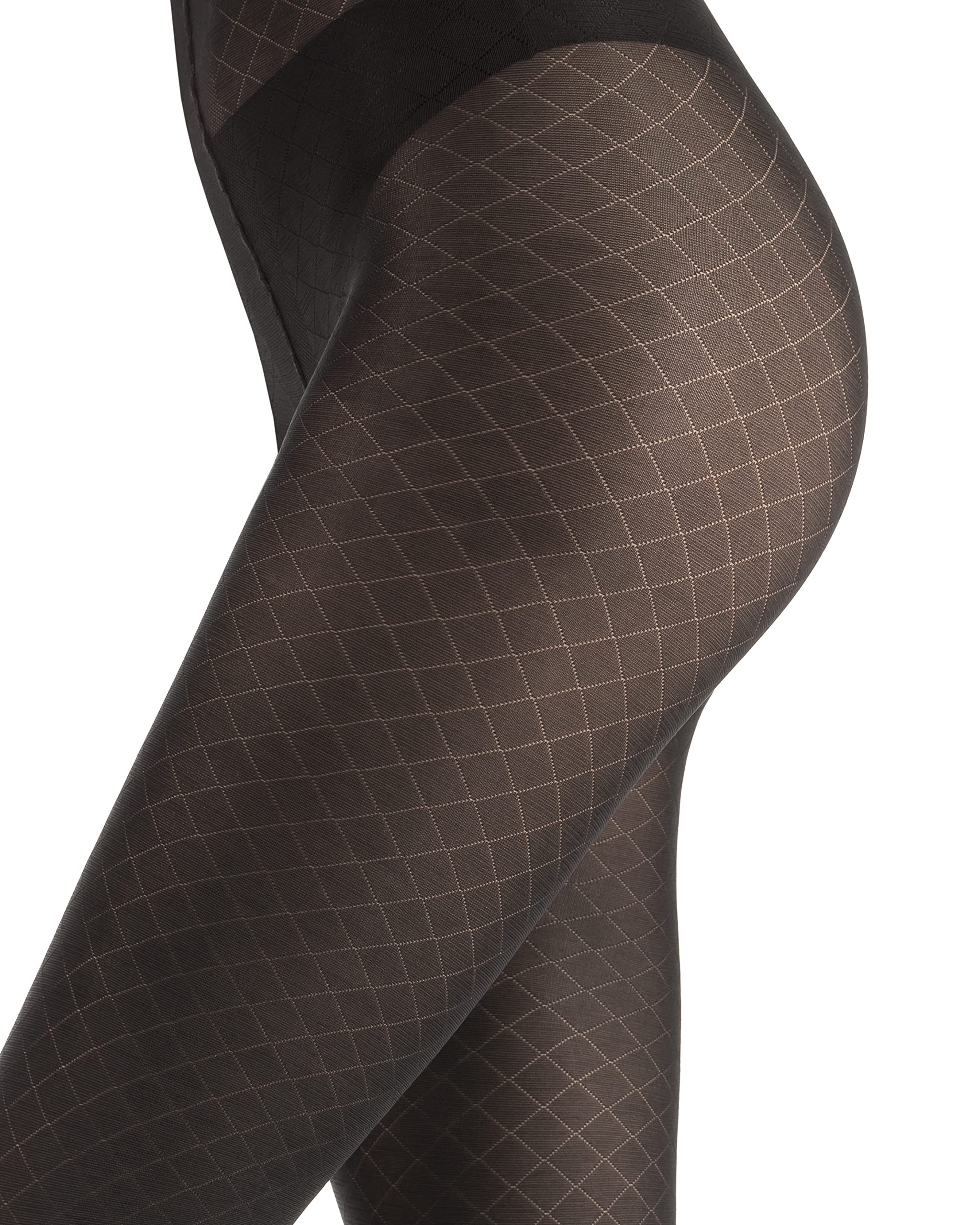 MITAAMI Women's Black Patterned Tights 60 Denier - Opaque Fishnet Stockings for Party & Fashion