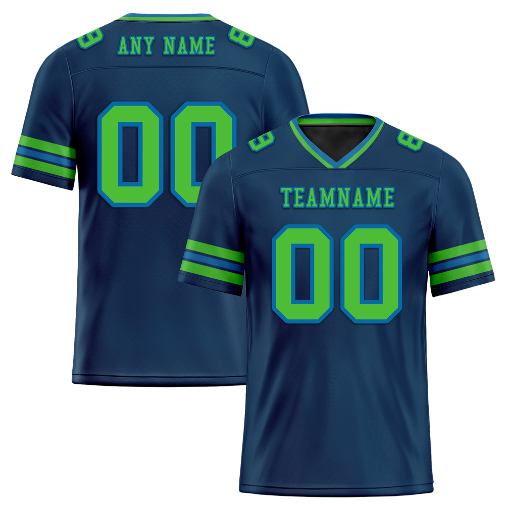 Custom Blue & Green Striped Personalized Authentic Football Jersey FBJ02 - Perfect for Game Day, Team Sports & Fan Gifts