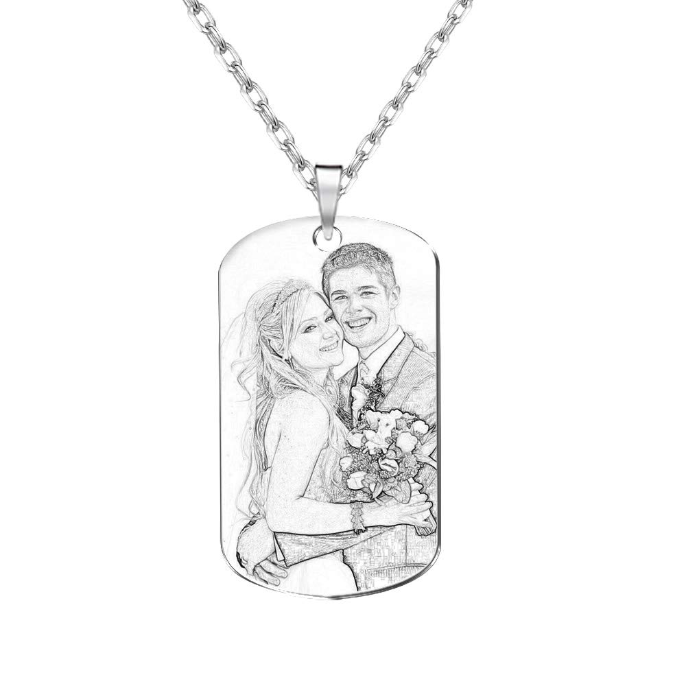 Custom Engraved Photo Necklaces for Couples - Personalized Dog Tag Pendant with Names - Perfect Valentine's Day, Mother's Day & Anniversary Gifts for Women & Men - Ideal for Romantic Surprises, Wedding Proposals & Keepsake Jewelry