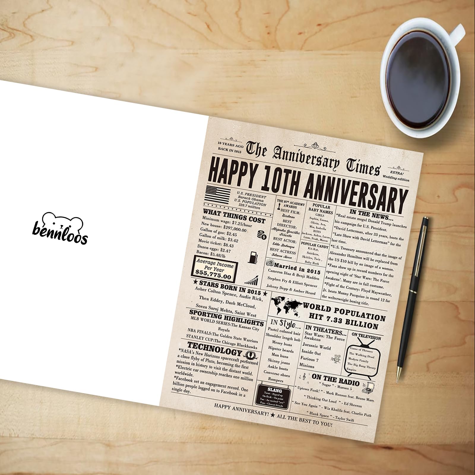10th Anniversary Card for Couples - Romantic Decade Gift for Parents & Spouses - Perfect for Weddings & Anniversaries