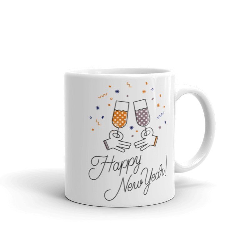 Happy New Year Printed Mug - Insulated Coffee Cup for Holiday Celebrations, Office Gifts & Festive Home Decor