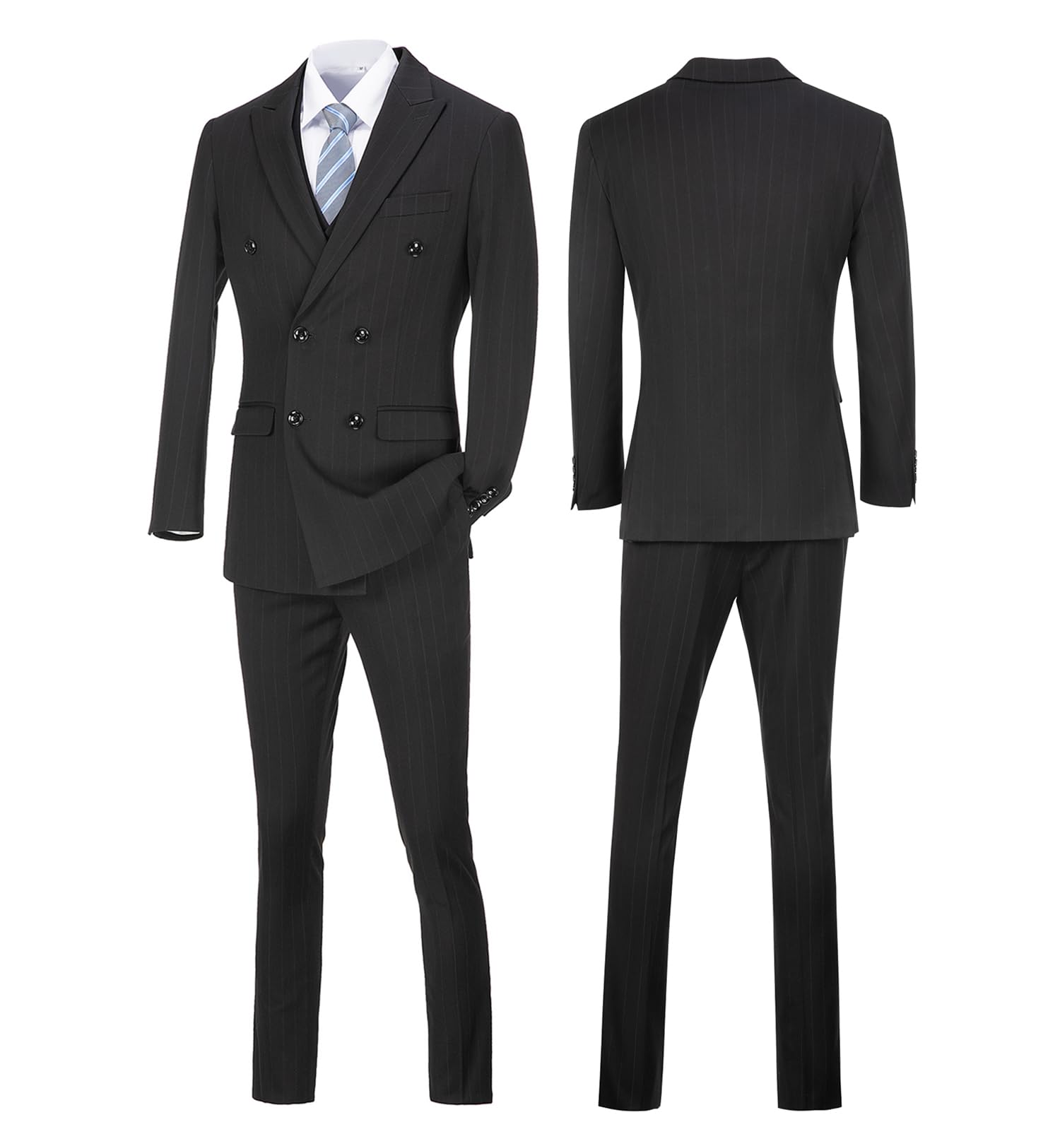 Men's Slim Fit Plaid 3-Piece Suit Set - Checked Casual Tuxedo with Blazer, Vest & Pants for Wedding, Business, Party | Formal & Professional Occasions