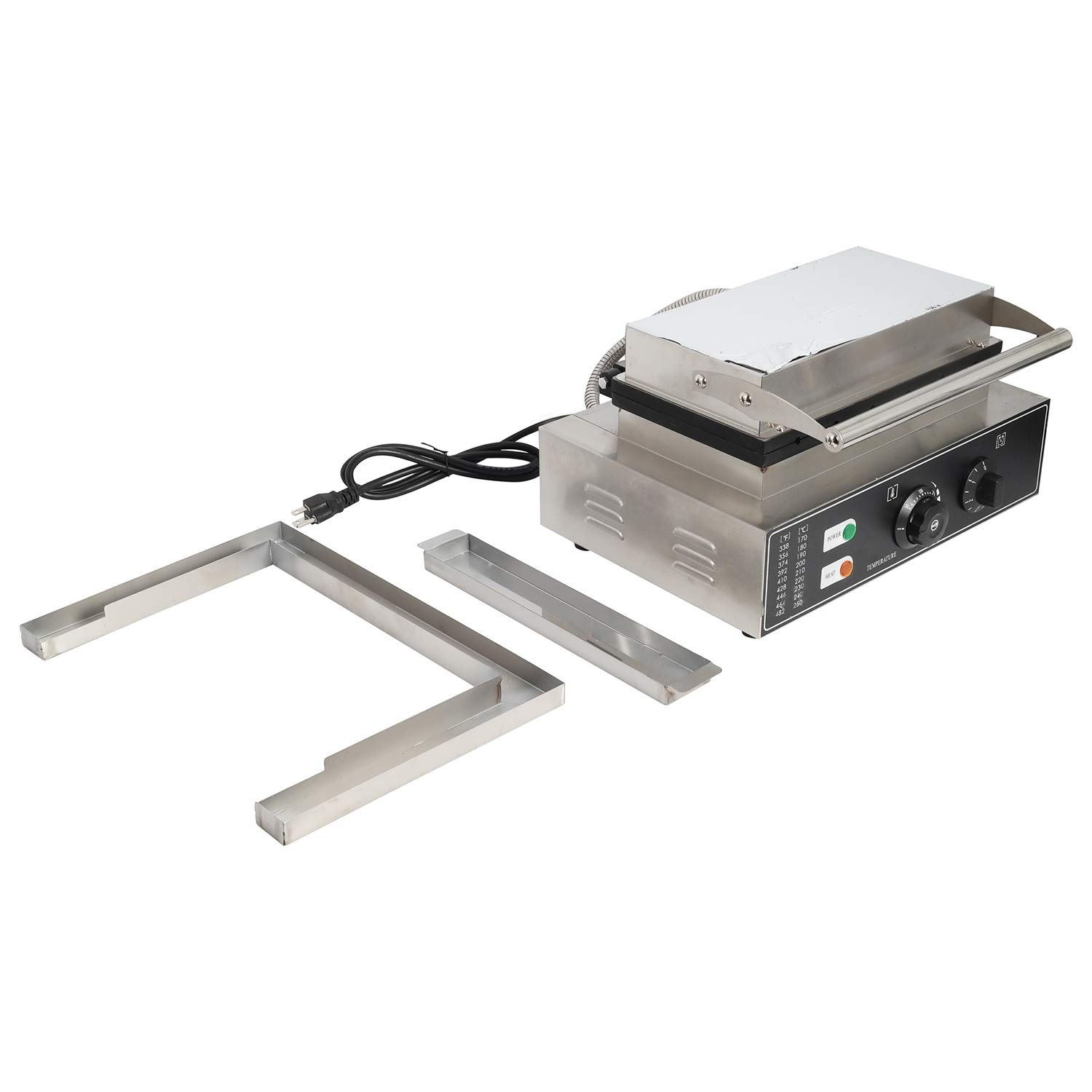 DasMarine Commercial Corn Dog Waffle Maker - 6Pcs Non-Stick Hotdog Waffle Iron with Temperature Control (50-300°C) & Timer - Stainless Steel for Restaurant, Bakery, Snack Bar & Home Use - Perfect for Parties, Breakfast & Quick Snacks (Black)