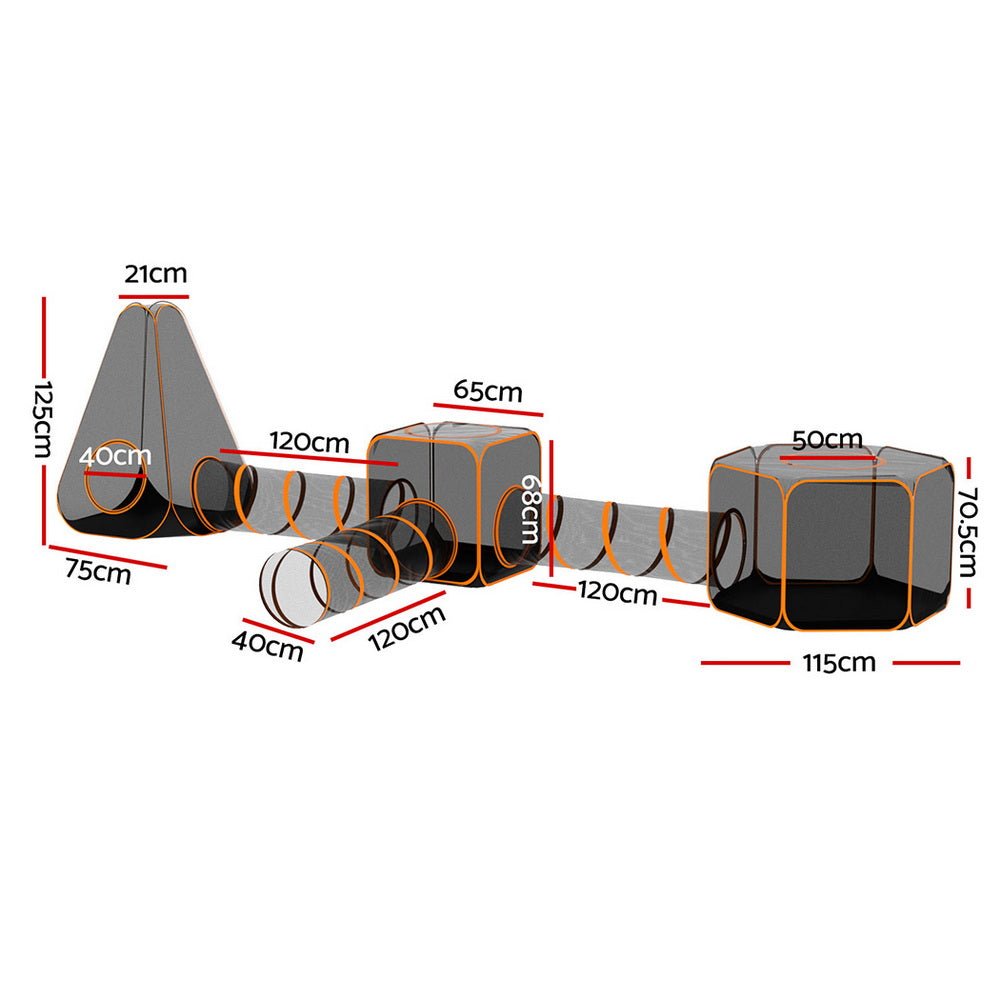 6-in-1 Pet Playpen & Cat House with Tunnel - Portable Indoor/Outdoor Play Area for Kittens, Puppies & Small Animals - Perfect for Home, Yard, Travel & Vet Visits