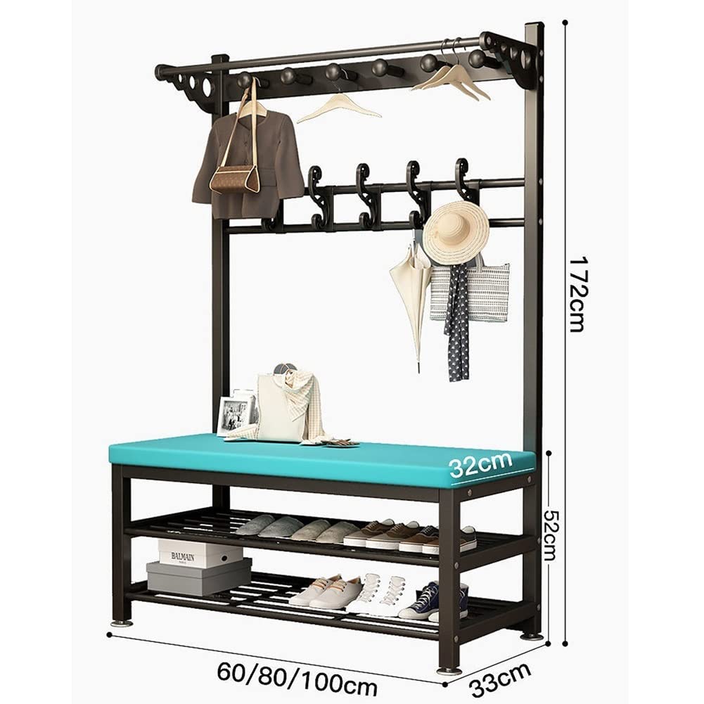 3-in-1 Entryway Coat Rack with Shoe Bench & Seat Cushion - Hall Tree Storage Organizer for Mudroom, Hallway & Foyer - Hooks & Hanging Rod - Easy Assembly (Gray, 100x33x172cm) - Perfect for Small Spaces & Home Organization