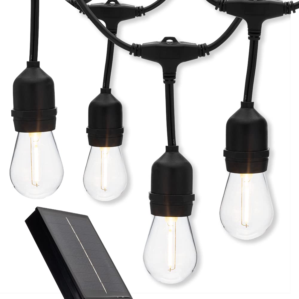 Solar Powered String Lights - 12 LED Waterproof Outdoor Lights (IP65) for Christmas, Halloween, Garden, Balcony & Tree Decor | 27ft Warm White Edison Bulbs | No Electricity Needed, Easy Assembly | Perfect for Parties, Weddings & Backyard Lighting