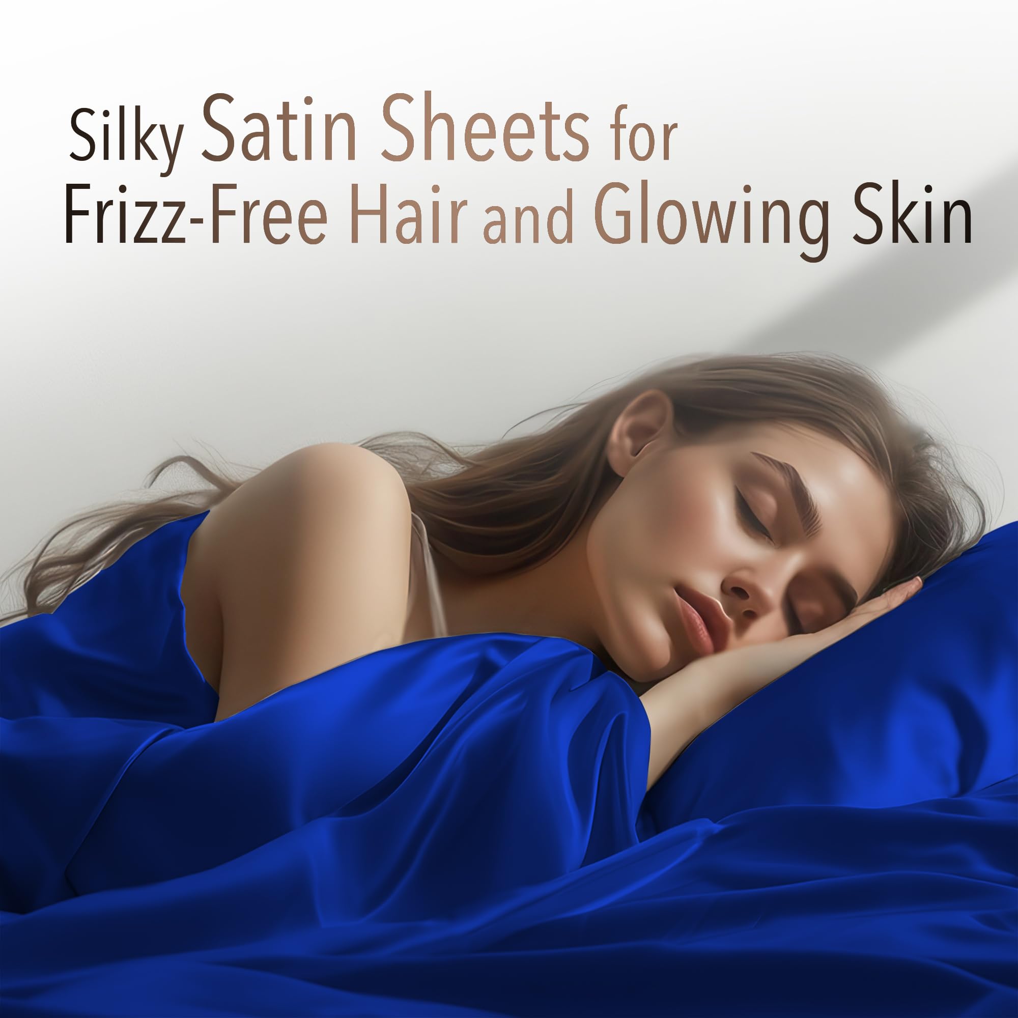 Ahmedani 6-Piece Queen Size Satin Bedding Set - Navy Blue Luxury Duvet Cover, Fitted Sheet & 4 Pillowcases - Soft & Breathable for Comfortable Sleep - Perfect for Master Bedroom, Guest Room & Hotel Use