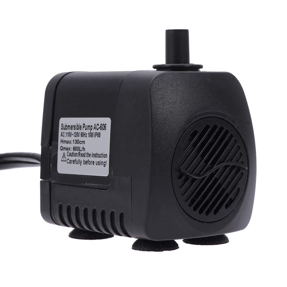 10W Mini Submersible Water Pump for Aquarium, Fountain, Pond - US Plug Black