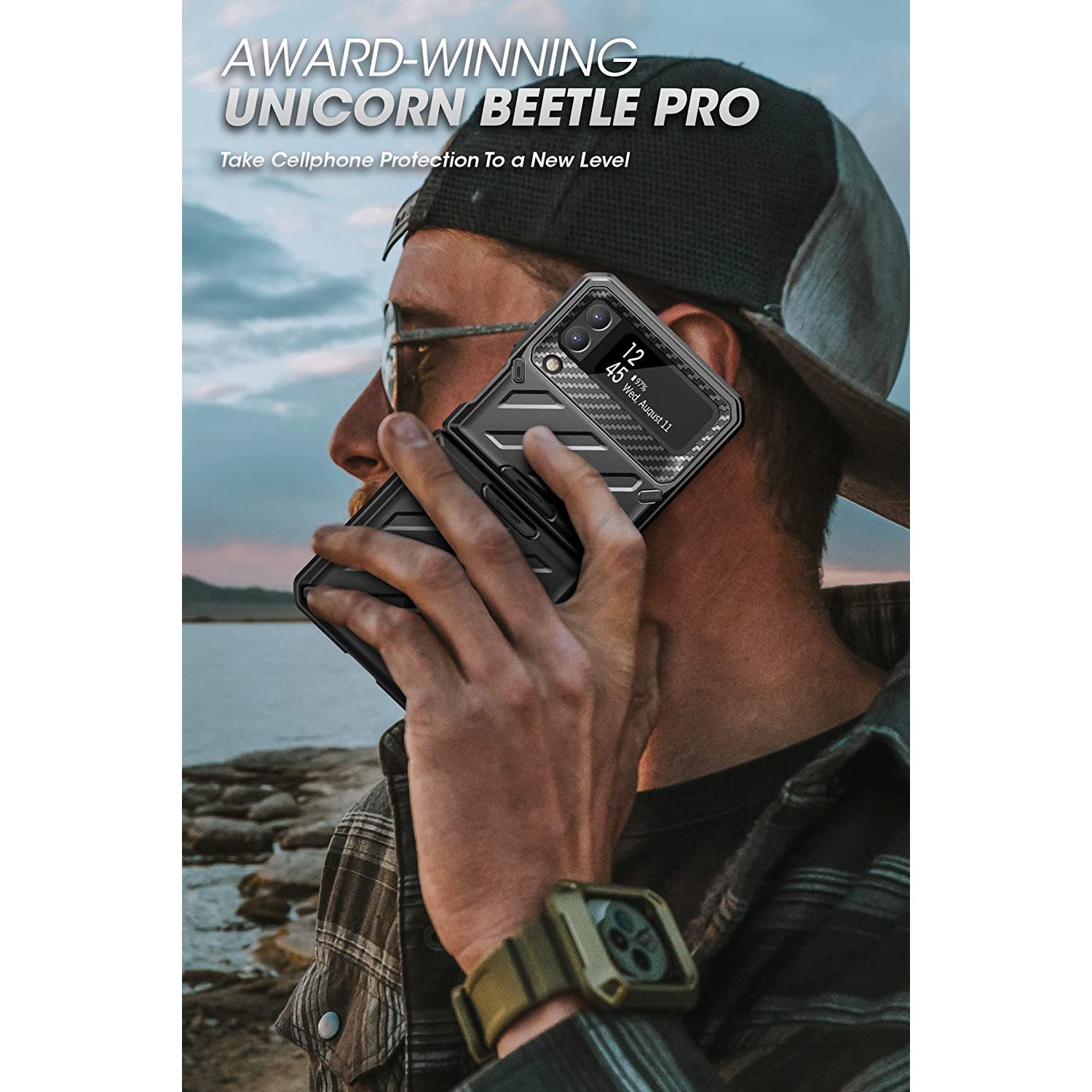 Samsung Galaxy Z Flip3 Unicorn Beetle PRO Heavy Duty Rugged Case with Belt Clip - Shockproof Protective Cover for Everyday Use, Outdoor Activities & Work Scenarios - Black