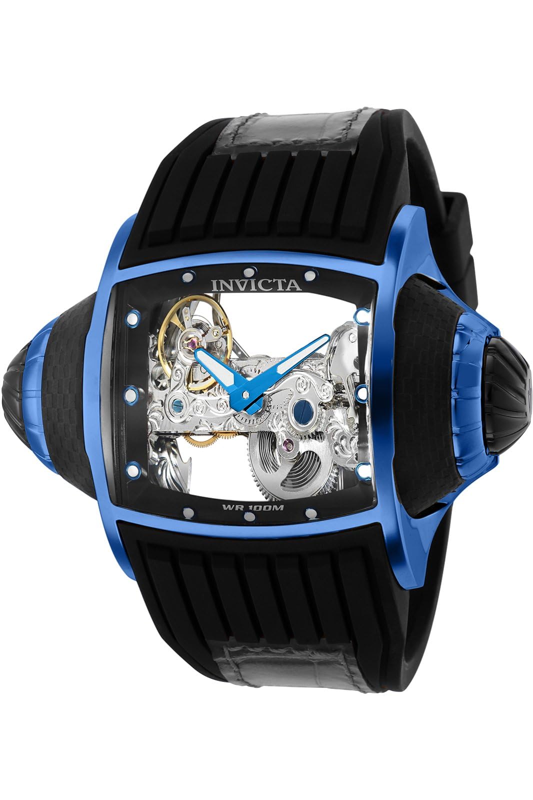 Invicta Men's 68mm Vintage Ghost Automatic Skeleton Blue Dial Leather Strap Watch (Model 35276) - Luxury Mechanical Timepiece for Business, Formal Events & Watch Collectors