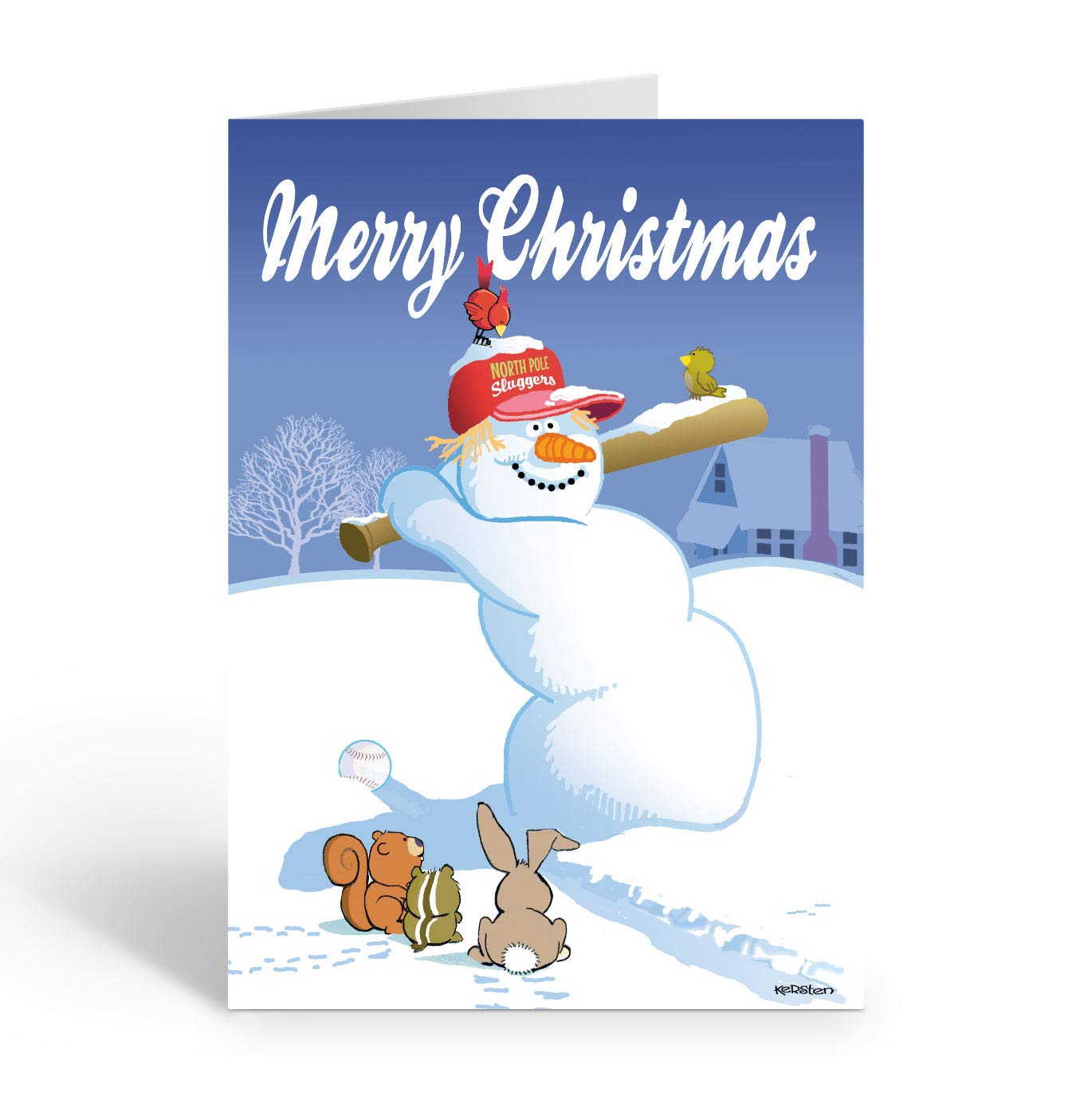 Baseball Christmas Cards - Set of 18 Holiday Greeting Cards with Envelopes - Baseball Snowman Design - Perfect for Baseball Fans, Coaches & Players Holiday Gifts