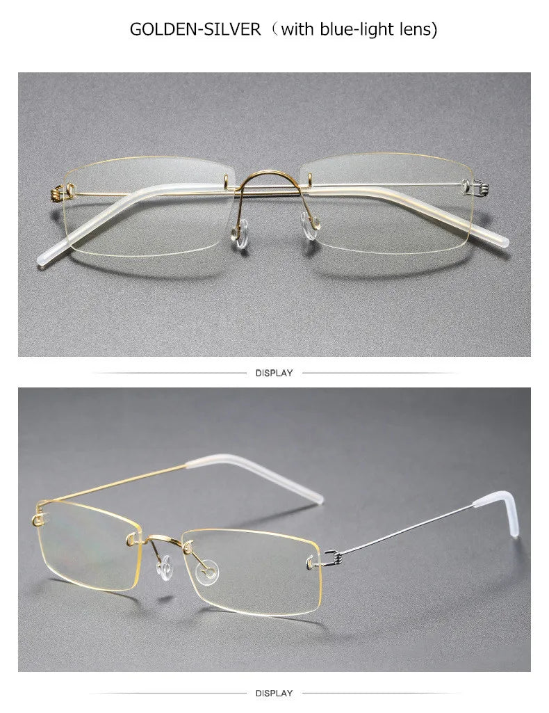 Aimee Unisex Rimless Square Screwless Titanium Eyeglasses 2120 - Lightweight Durable Frame for Reading, Computer Work & Everyday Wear