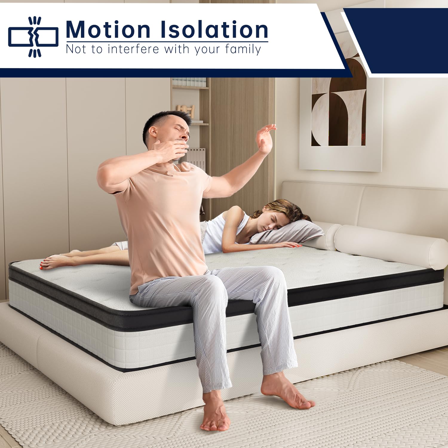 OAITE 10-Inch Hybrid Queen Mattress - Individually Wrapped Pocket Springs & Cooling Memory Foam, Queen Size Bed in a Box for Pressure Relief & Breathable Support - Perfect for Back Pain Relief, Guest Rooms & Small Apartments