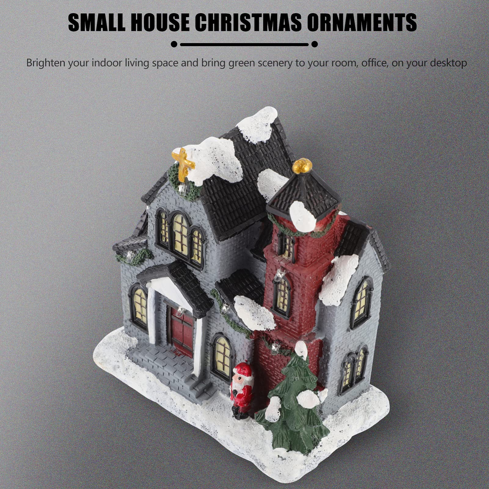 Uonlytech Christmas Resin Little House with LED Lights - Holiday Decor, Xmas Party Ornament, Glowing Villa Craft for Home, Tabletop, Gift & Festive Decorations