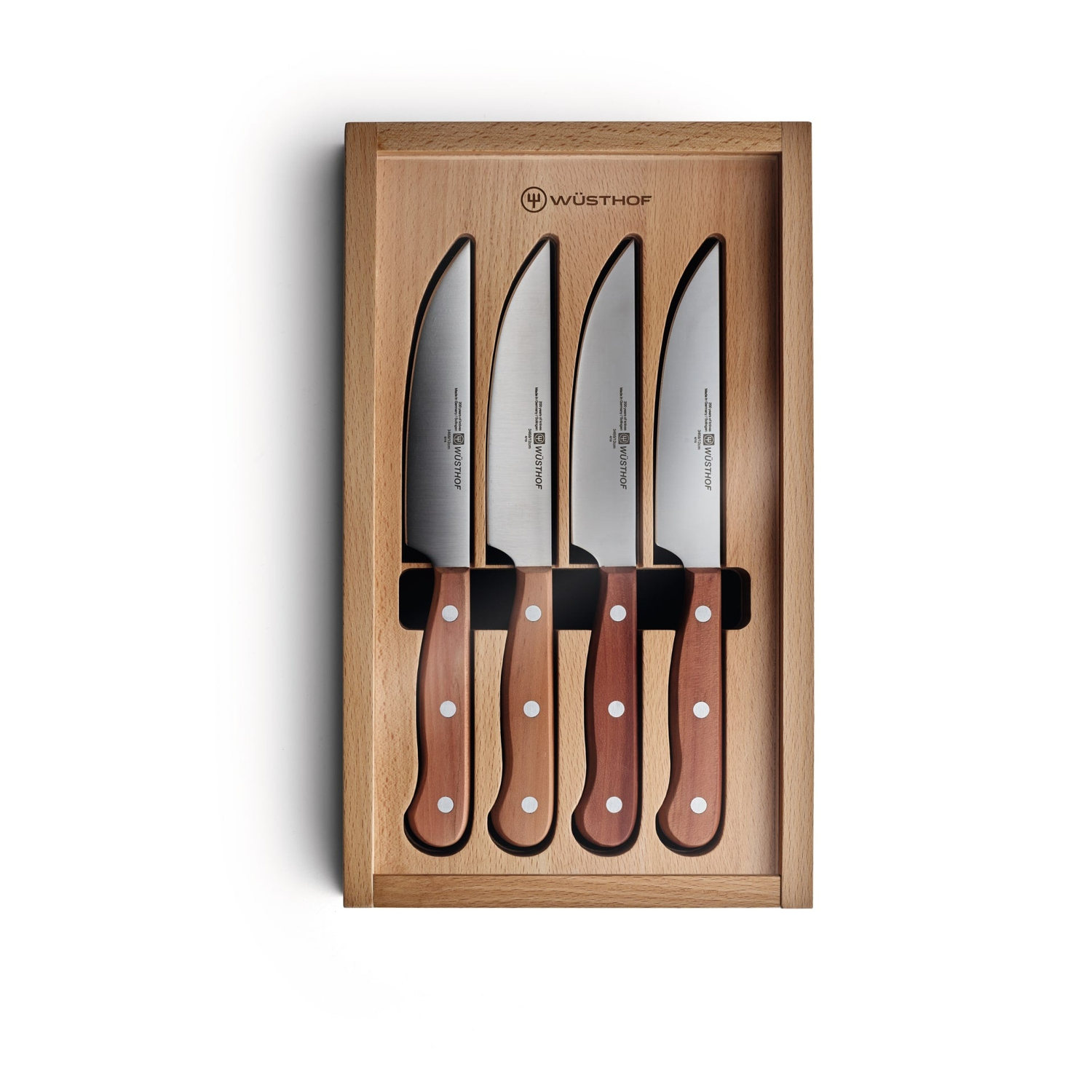 Wusthof 4-Piece Steak Knife Set with Plum Wood Handles & Wooden Gift Box - Perfect for BBQ, Dinner Parties & Gourmet Meat Cutting