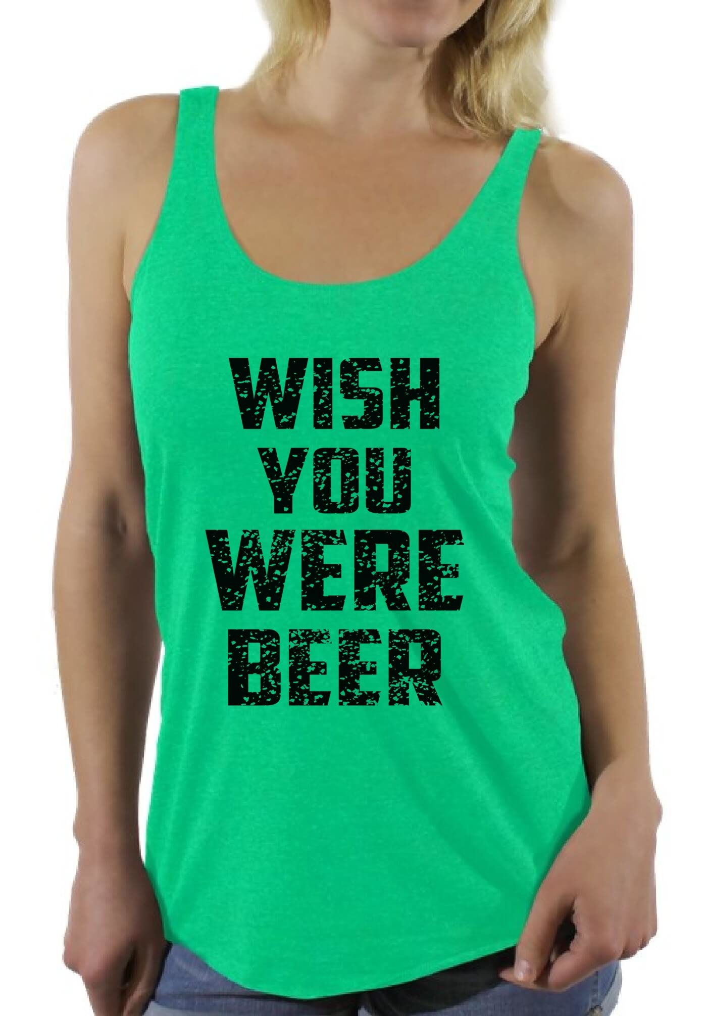 Awkwardstyles 'Wish You Were Beer' Black Saying Racerback Tank Top for Women - Funny Beer Lover Gift - Perfect for Parties, Bars & Casual Outings
