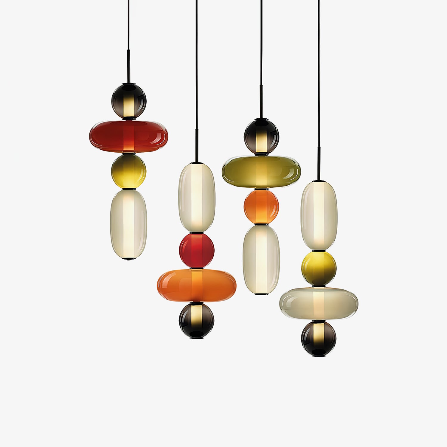 Stylish Candied Glass Pendant Light Set - Modern Hanging Fixture for Dining Room, Kitchen Island & Bedroom Decor