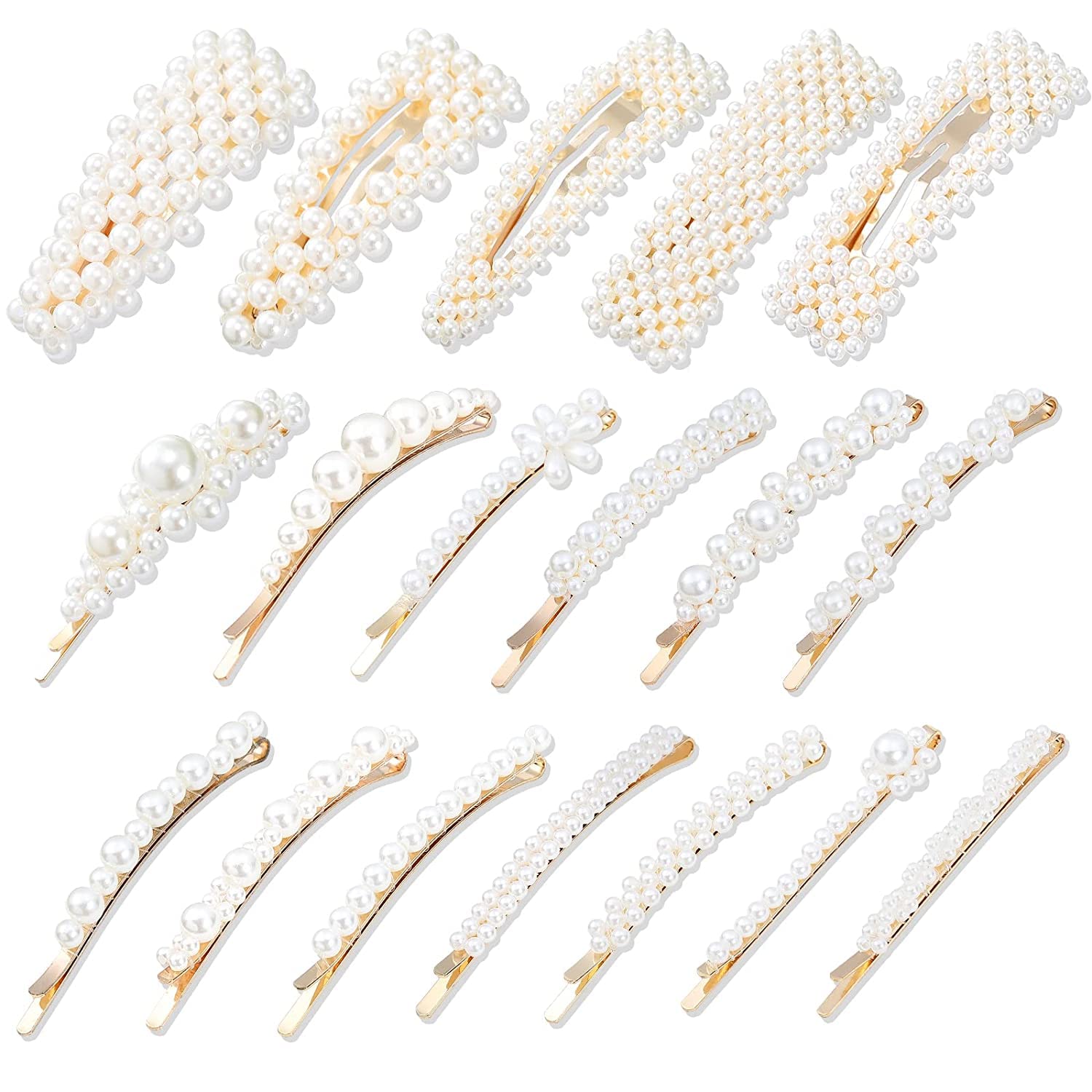 12 Pcs Elegant Handmade Pearl Hair Clips for Women - Large Hair Barrettes & Pins for Wedding, Party & Daily Use - Fashion Hair Accessories for Women & Girls