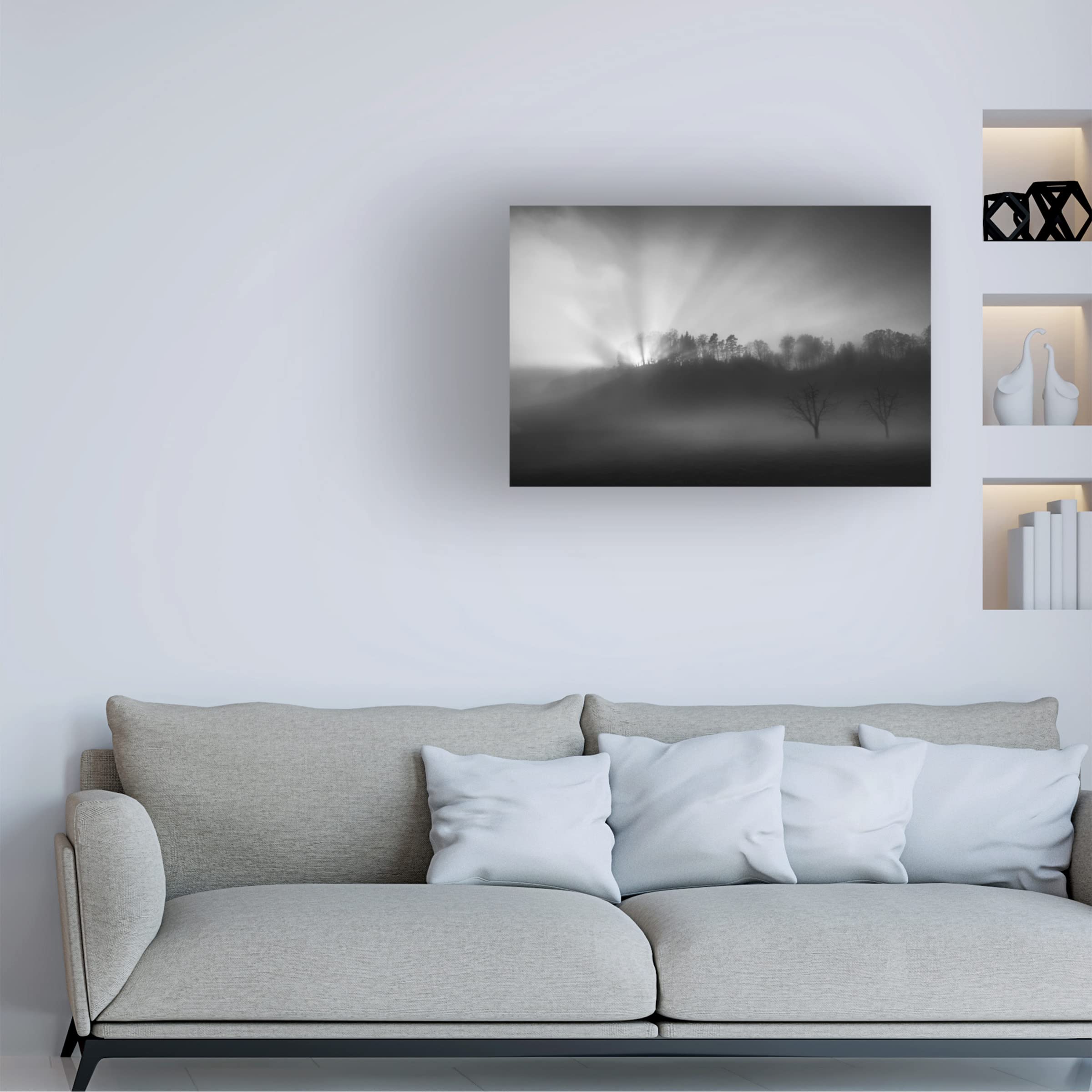 Trademark Fine Art 'The Sun In The Fog' Canvas Wall Art Print by Nic Keller - Perfect for Living Room, Bedroom & Office Decor