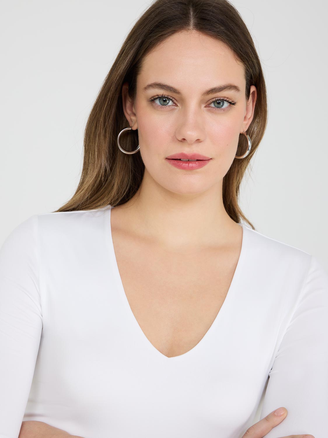 Double Layer V Neck Elbow Sleeve Tops for Women - Casual Summer Blouse for Work & Weekend Outfits