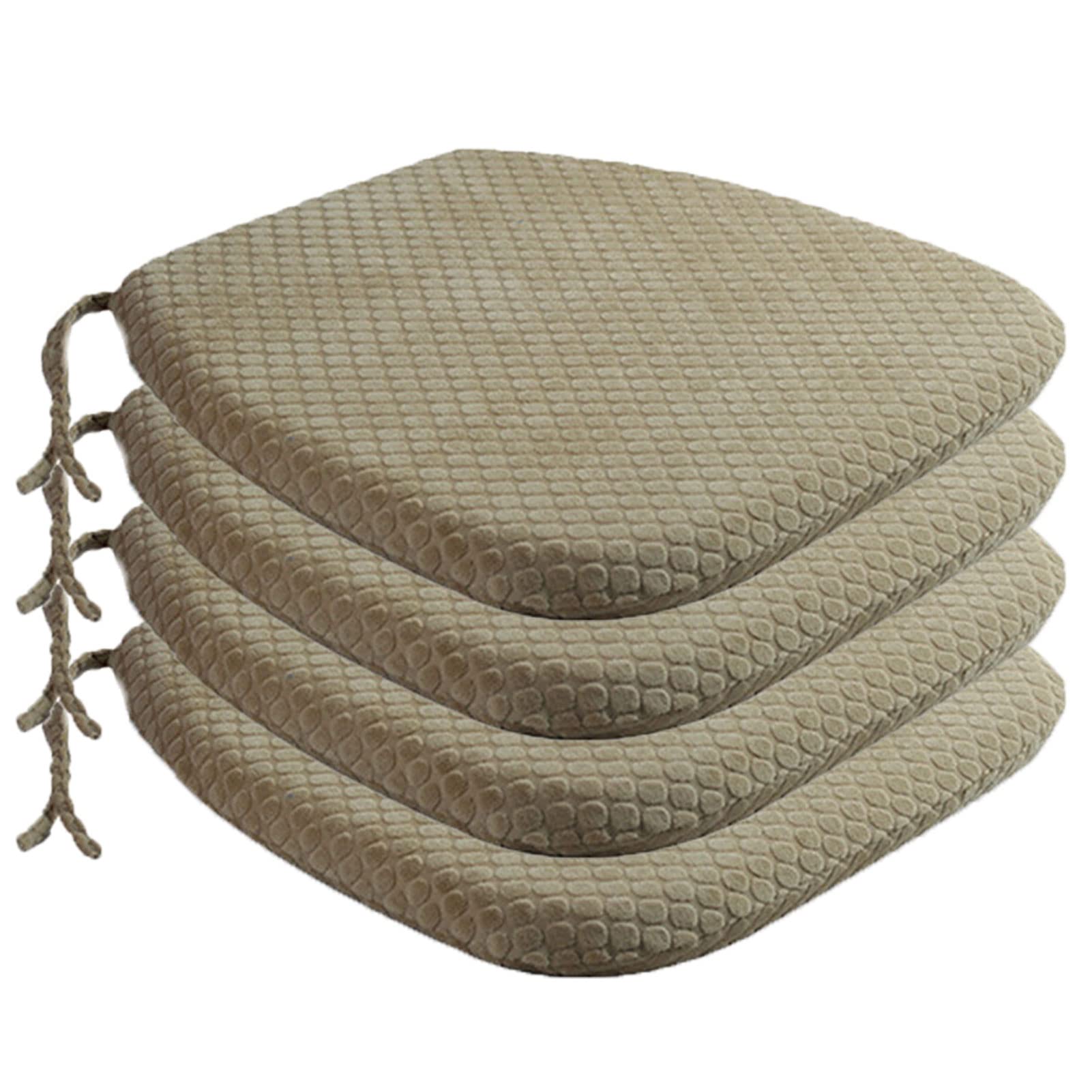 HGTRH 4-Pack U-Shaped Memory Foam Chair Cushions - Non-Slip Washable Seat Pads with Ties & Zipper Cover (16x18 Inch) for Kitchen, Office, Car & Home Use - Comfortable Camel Color Support for Dining Chairs, Work Desks & Vehicle Seats