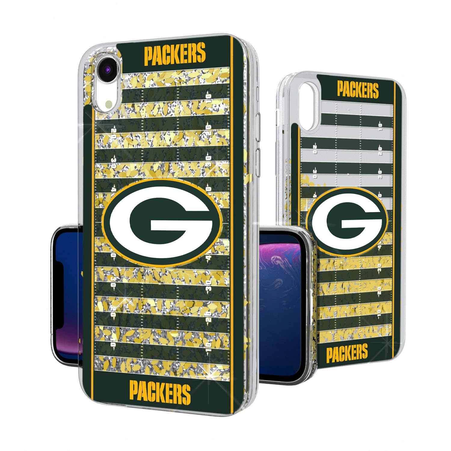 Green Bay Packers iPhone Case with Glitter Field Design - Durable Protective Cover for iPhone 13/14/15 - Perfect for Game Day, Tailgating & Packers Fans