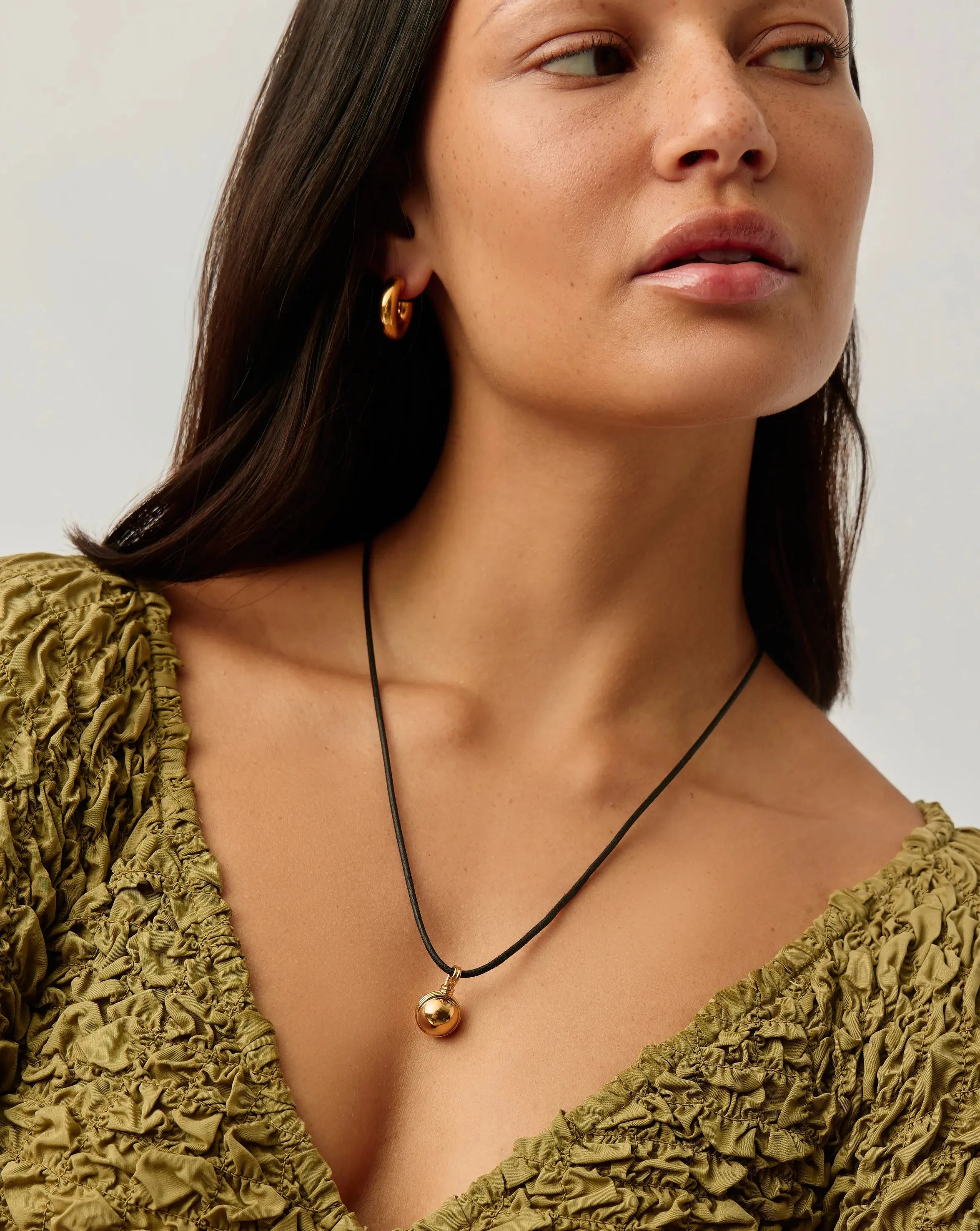 18K Gold Plated Sphere Pendant Cord Necklace for Women - Elegant Layering Jewelry for Everyday Wear, Date Nights & Special Occasions