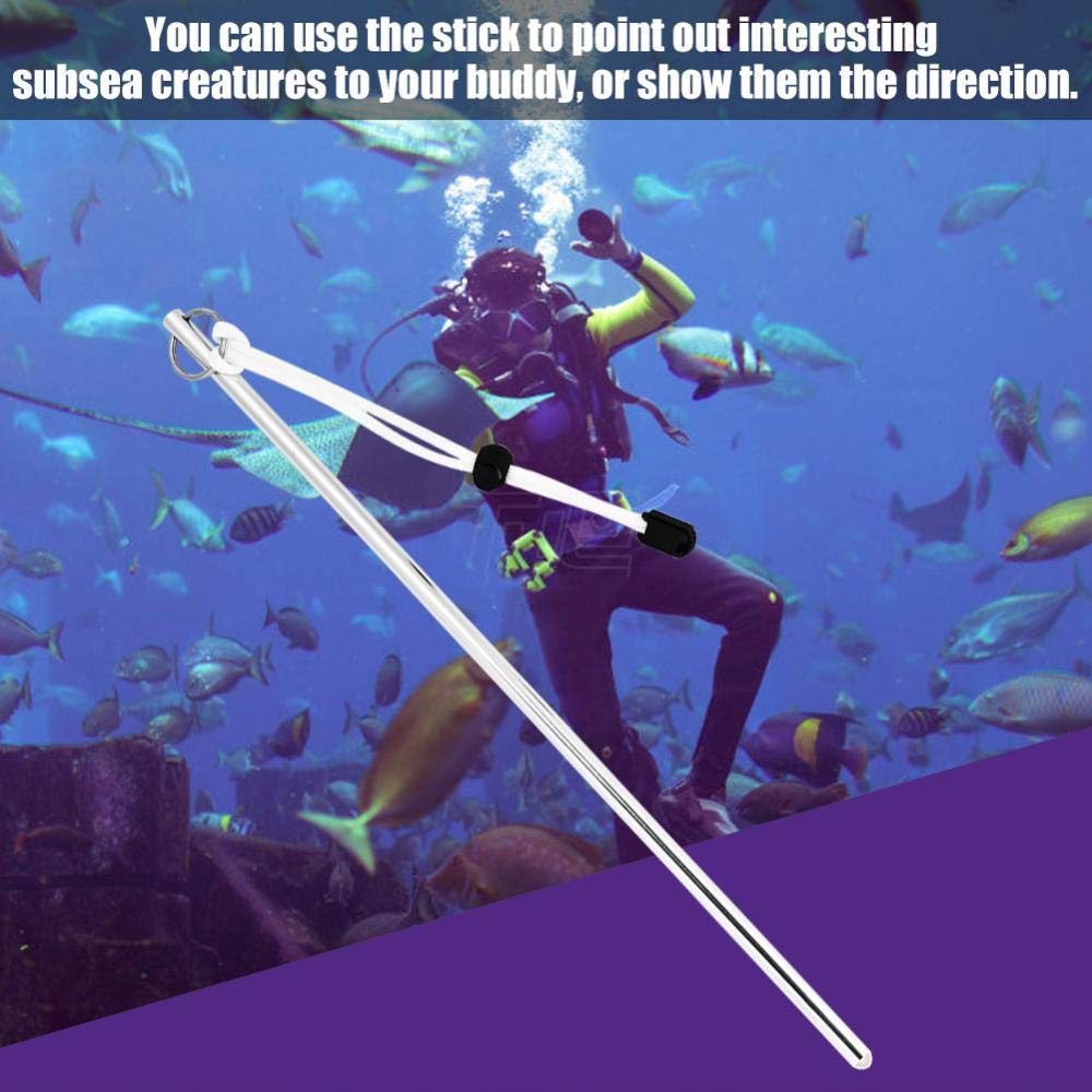 **Keenso Aluminum Alloy Diving Noise Maker Stick with Parachute Lanyard – Underwater Safety Tool for Scuba Diving, Snorkeling & Rescue Signaling (Silver with White Bracelet)**