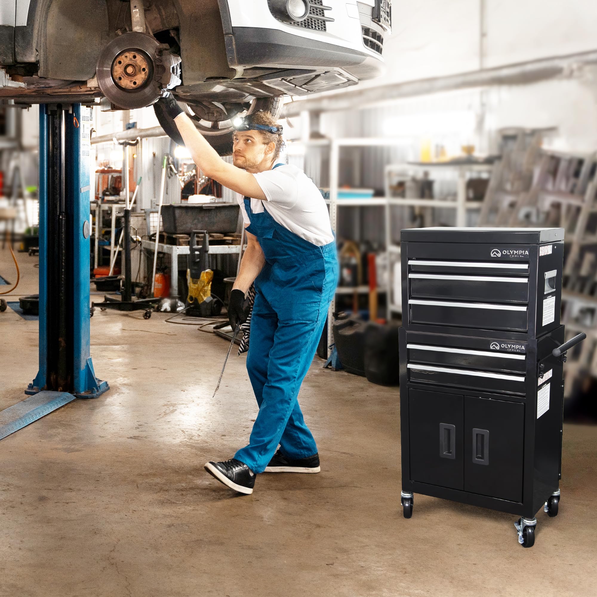 Olympia Tools 20-inch Rolling Tool Chest with 5 Drawers - Heavy Duty Locking Storage Cabinet on Wheels for Garage, Workshop & Home Organization | Perfect for Mechanics, DIY Enthusiasts & Professional Tradesmen