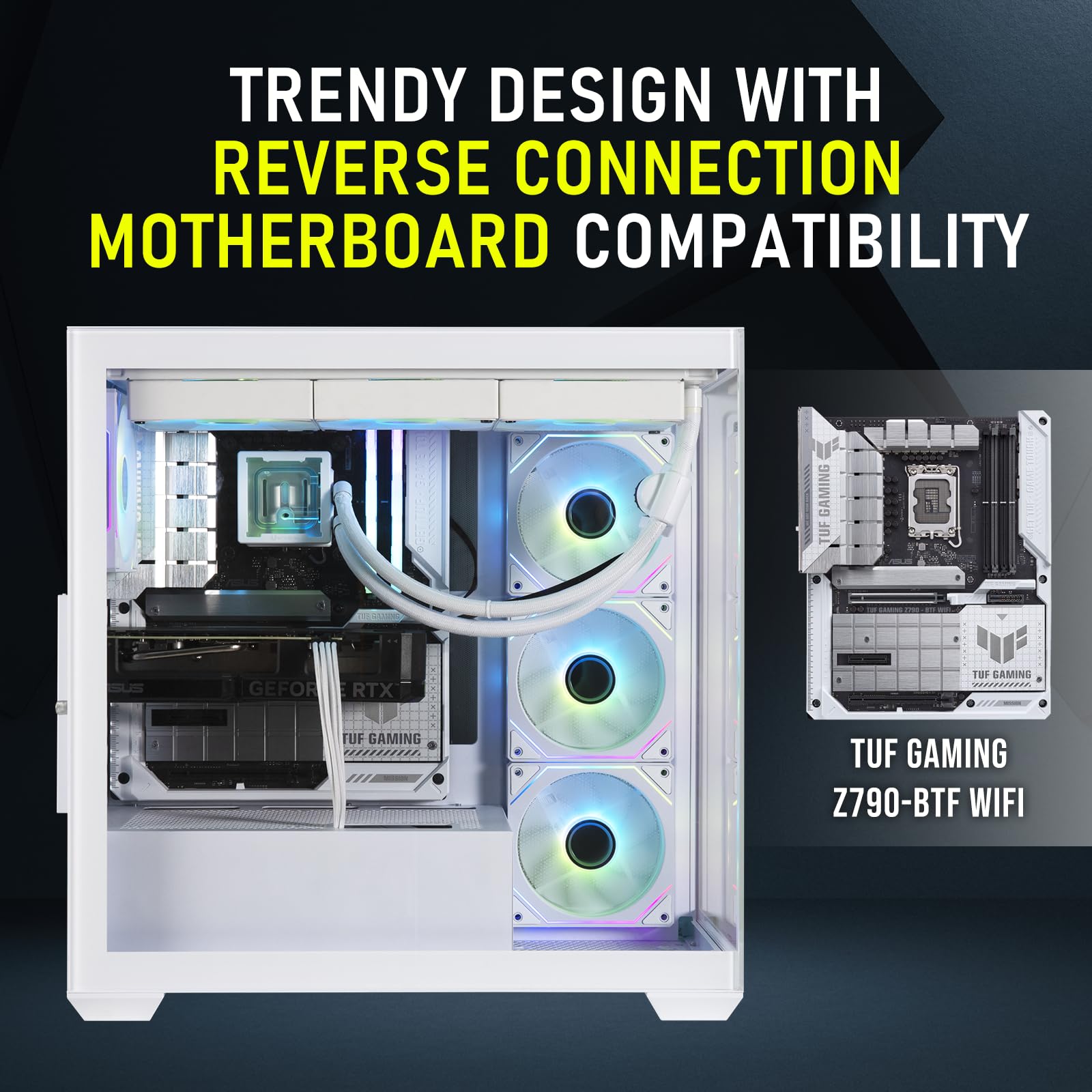 BitFenix CETO High Airflow White PC Gaming Case - Panoramic Tempered Glass, Reverse ATX Motherboard Support, 4x Infinity Mirror ARGB Fans (3 Reverse) - 360mm AIO & 410mm GPU Compatibility - Perfect for Gaming Rigs & Streaming Setups