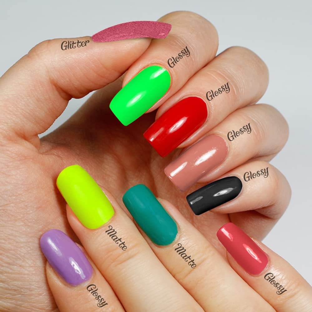 PERPAA® 6-Pack Long-Lasting Gel Nail Polish Set - Quick-Drying, Chip-Resistant (Pink, Light Pink, Nude, Neon, Light Green, Black) | Perfect for Manicures, Pedicures, Nail Art & Salon Use