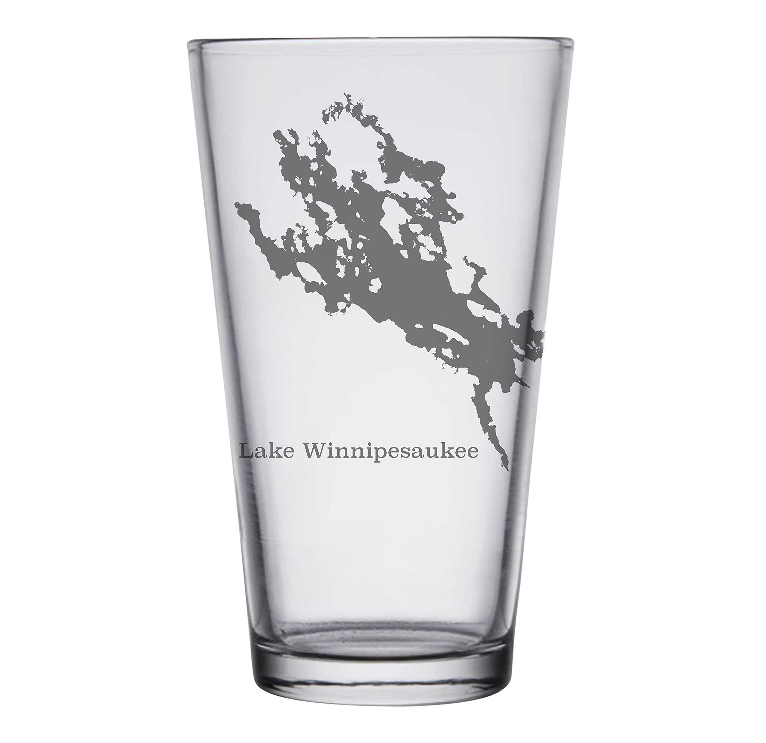 Lake Winnipesaukee Set of 2 Pint Glasses - Laser Engraved Beer Mugs - Perfect for Home Bars, Gifts & Outdoor Gatherings