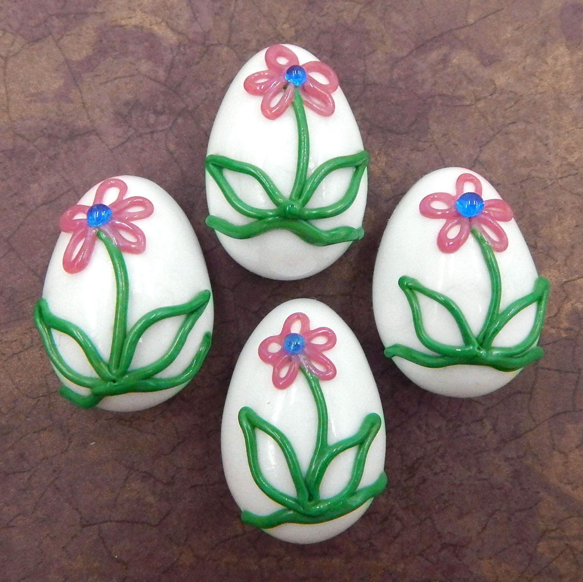 Handmade Art Glass Chocolate Egg Gift - Easter Decor with White Chocolate & Raspberry Flower - Perfect for Holiday Gifting, Home Decoration & Party Favors