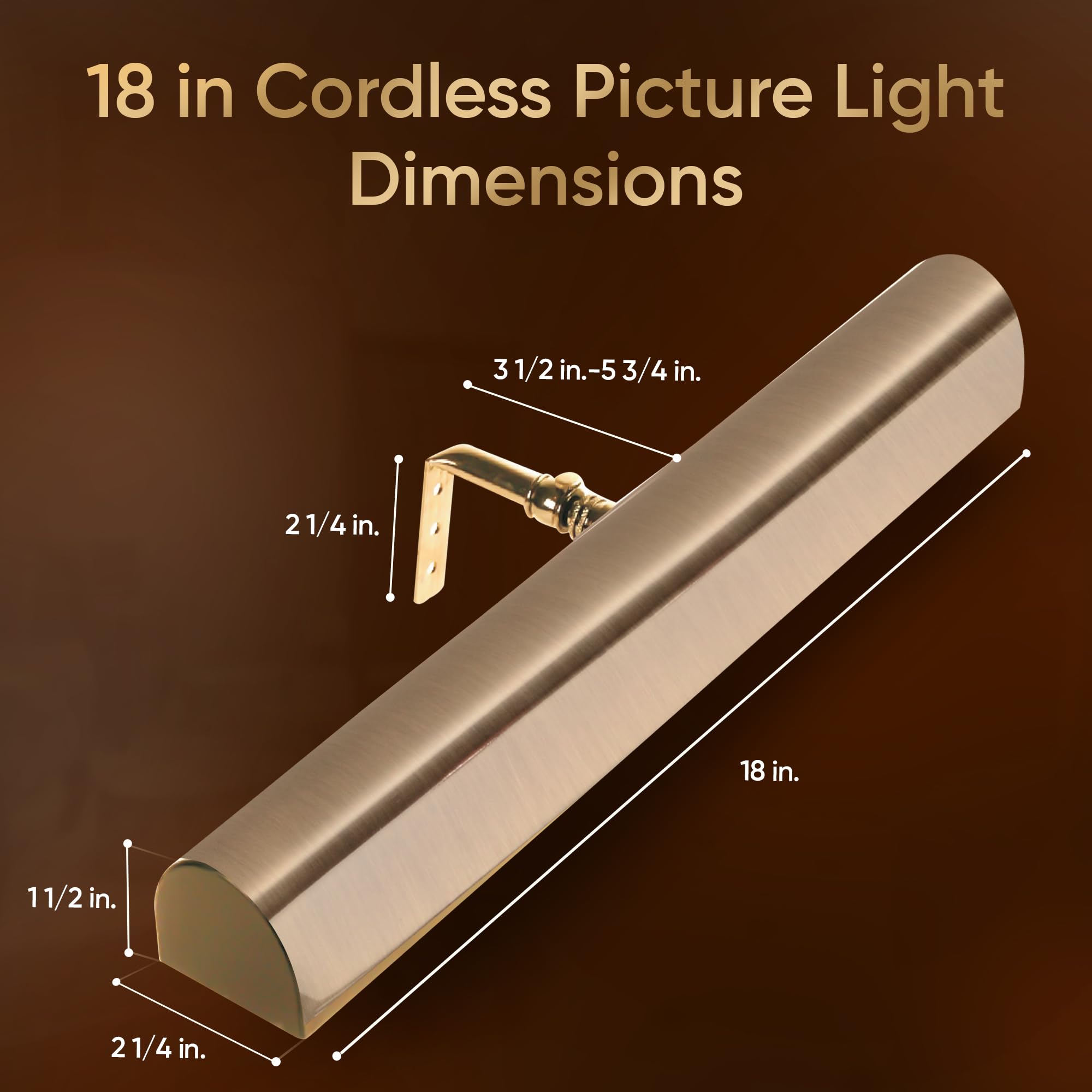 Concepdesigns 18-Inch Battery Operated Dimmable Picture Light with Remote Control - Antique Brushed Bronze Wireless Wall Art Light for Gallery, Library & Home Decor