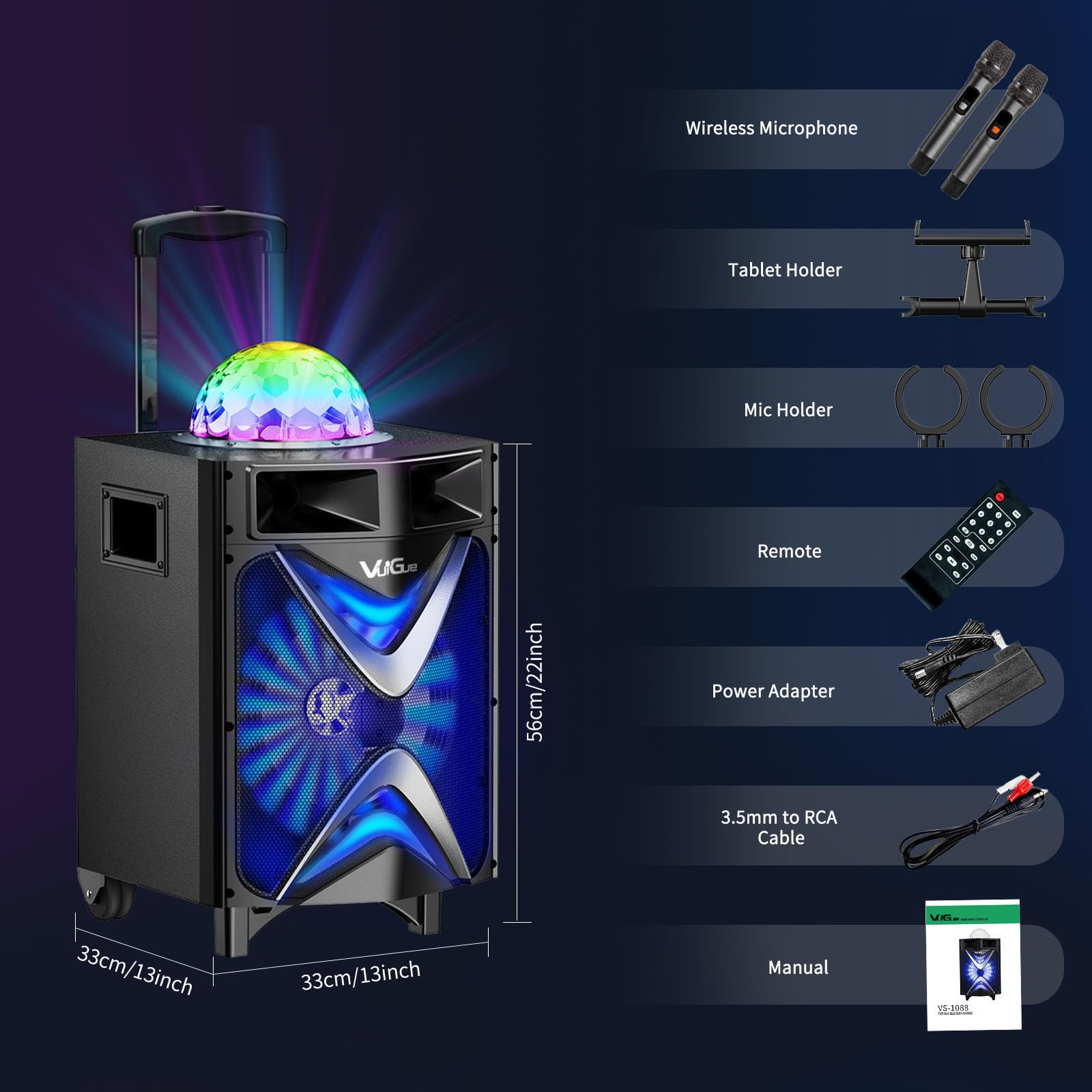 Portable Bluetooth Karaoke Machine for Adults with 10