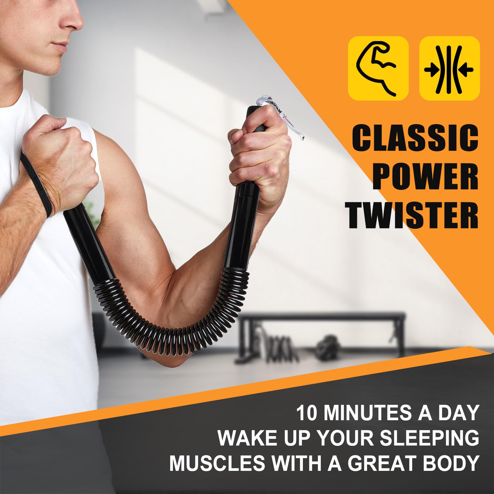 Power Twister Flex Bar - Upper Body Workout Equipment for Strength Training & Muscle Toning | Home Gym Essential for Arms, Chest & Back (Black)