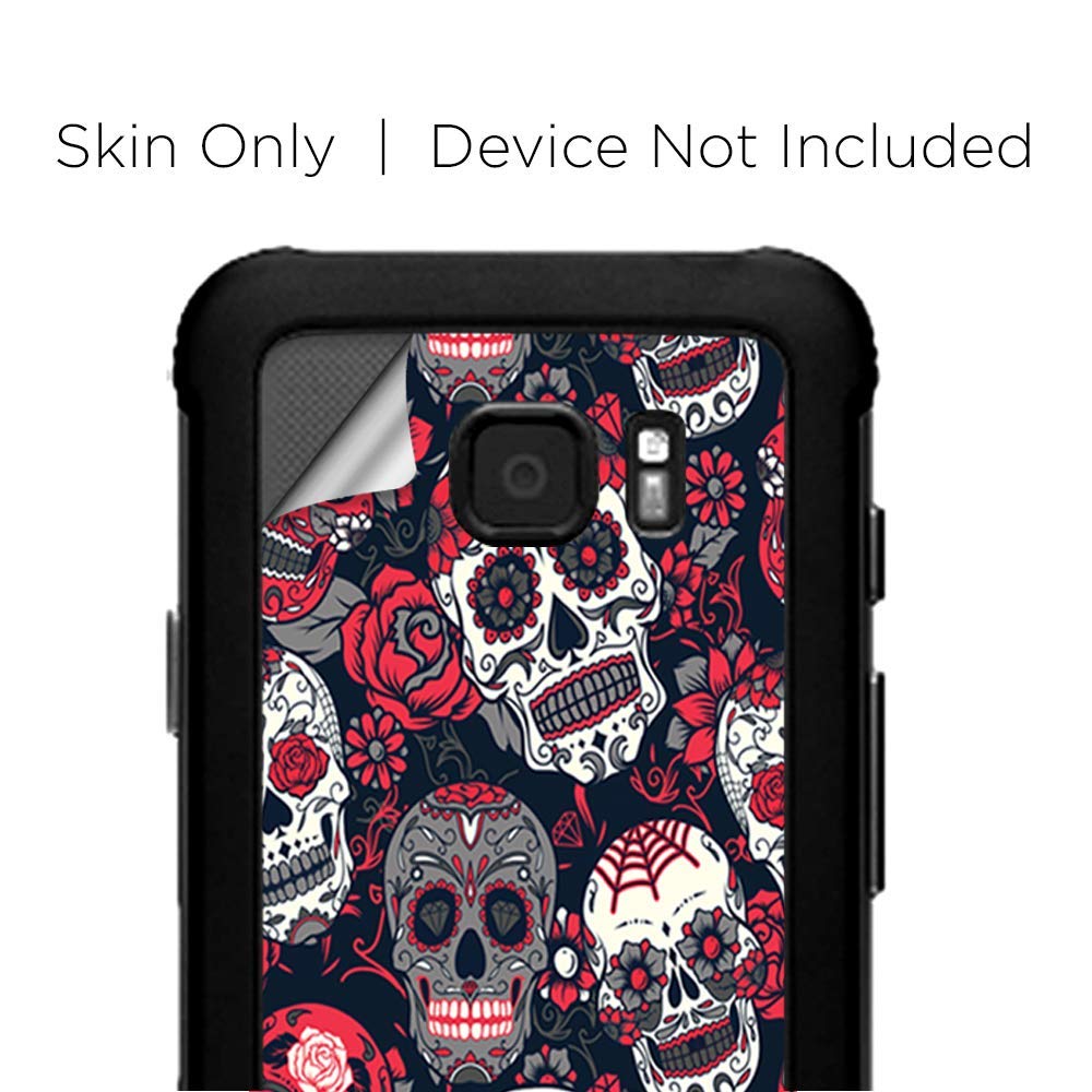 Samsung Galaxy S7 Active Skins - Sugar Skulls Red Black Vinyl Decal Wrap Sticker Cover | Durable Protection & Unique Design for Dia de Los Muertos Theme | Perfect for Daily Use, Travel, and Custom Phone Personalization