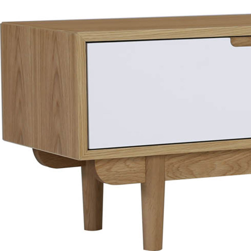 NAKULA 185.5cm Entertainment TV Stand with Storage - Natural & White Modern TV Console for Living Room - Perfect for Home Theater Setup & Living Room Organization