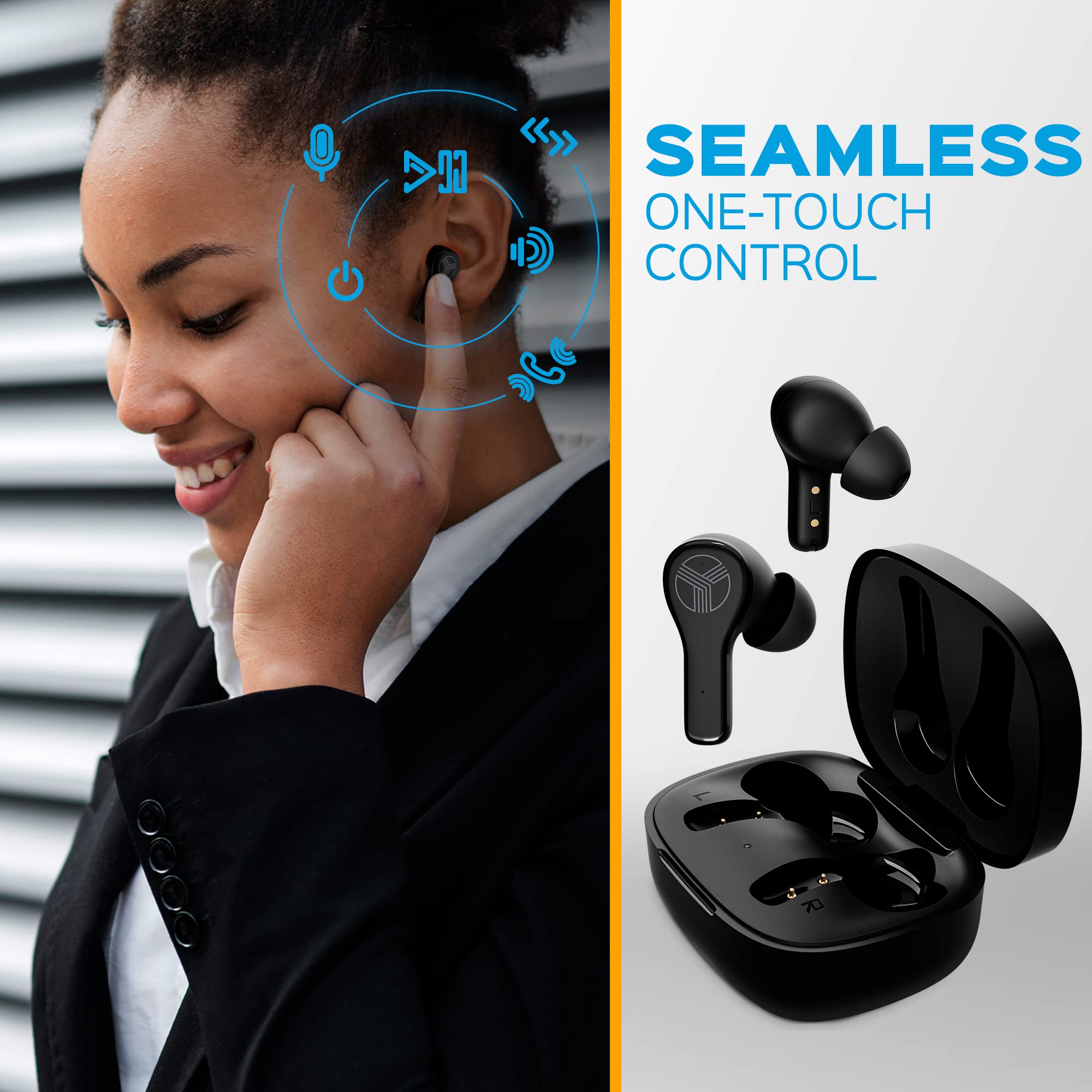 TREBLAB WX8 Wireless Earbuds - IPX8 Waterproof Bluetooth 5.1 Headphones with 28H Playtime, Touch Control & Noise Isolation, Wireless Charging Case & USB-C Port (Renewed) - Perfect for Gym, Running, Travel & Workouts
