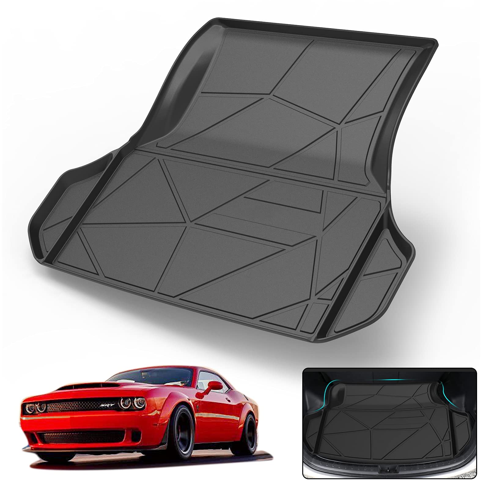 Heavy Duty Black TPO All-Weather Waterproof Cargo Liner Trunk Mat for 2011-2023 Dodge Charger & Chrysler 300 - Rear Cargo Protector for Pets, Groceries, and Outdoor Gear