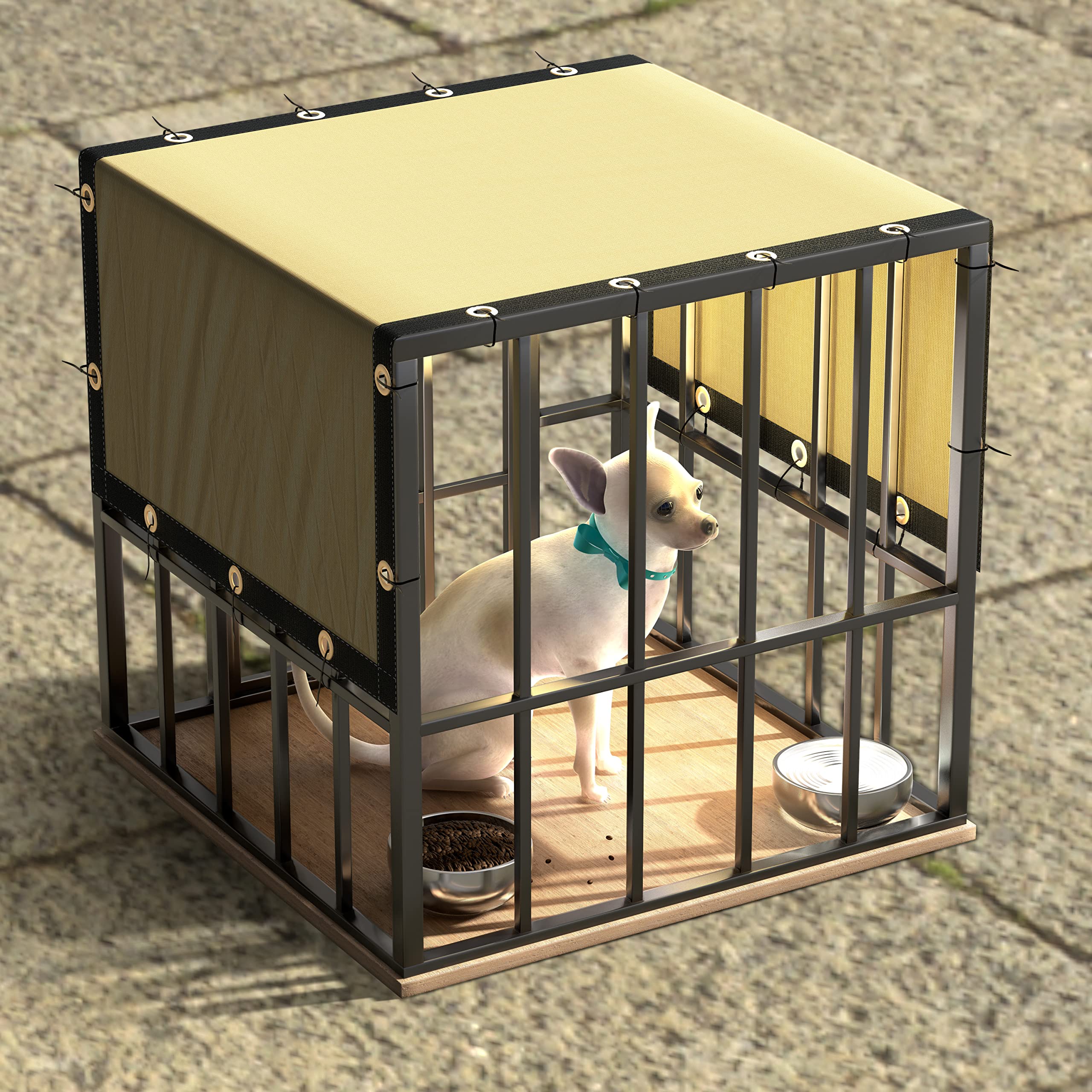 ColourTree 7' x 22' Sand Beige Custom Size Shade Cloth with Grommets - 90% UV Blocking, Durable Mesh Fabric Tarp for Dog Kennel Cover, Fence Privacy Screen, Greenhouse, Chicken Coop & Pet Playpen - Perfect for Outdoor Shade, Garden Protection and Patio Privacy