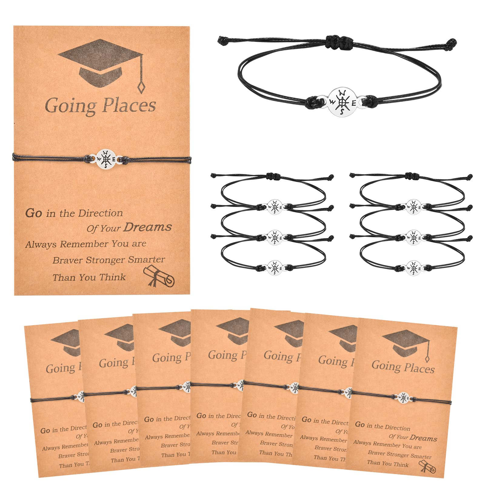 VU100 Graduation Gifts 2023 - 15PCS Inspirational Compass Bracelets for College & High School Graduates - Perfect Gift for Him, Her, Friends, Classmates (Men, Women, Boys, Girls) - Ideal for Graduation Ceremonies, Parties & Celebrations