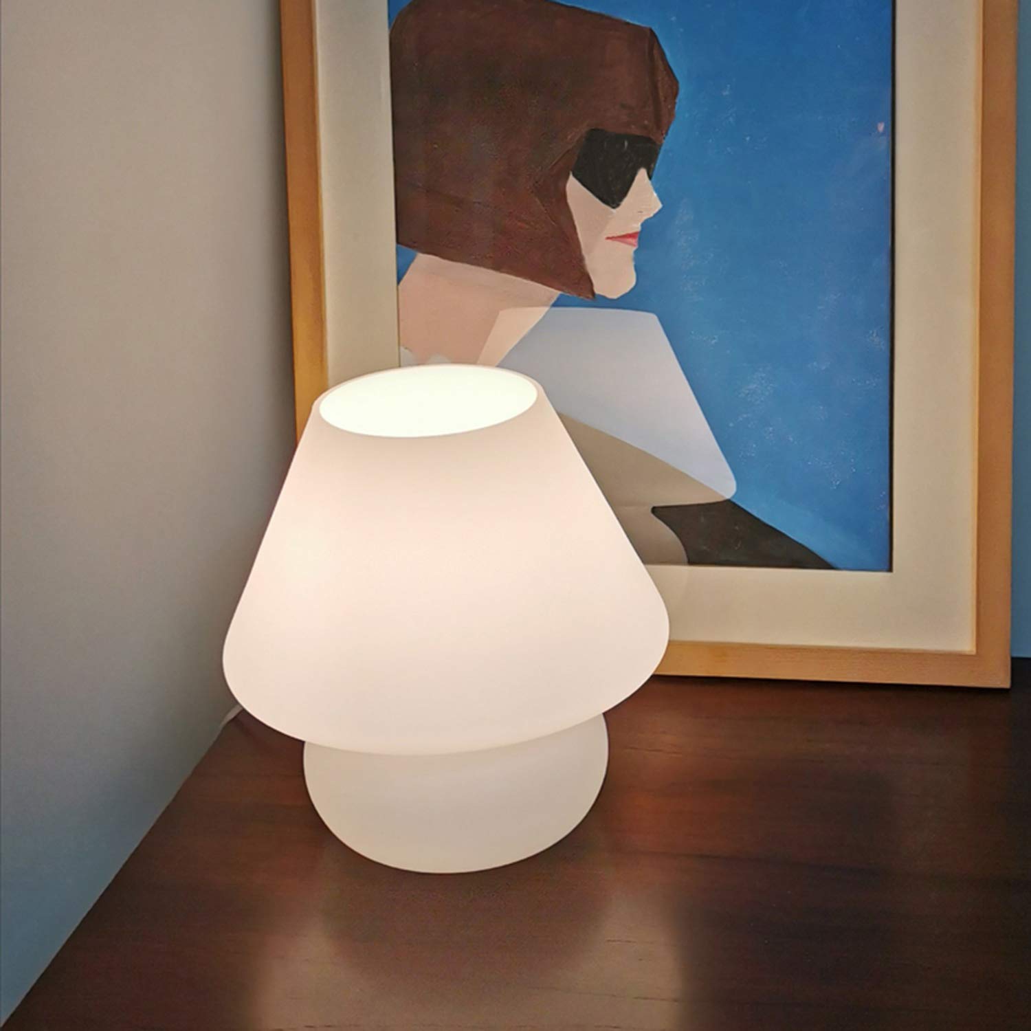 Nordic Modern White Opaque Table Lamp - Mushroom Design LED Glass Lampshade for Bedroom, Living Room & Dining Room Lighting | Perfect for Kids' Rooms, Reading Nooks & Cozy Home Decor