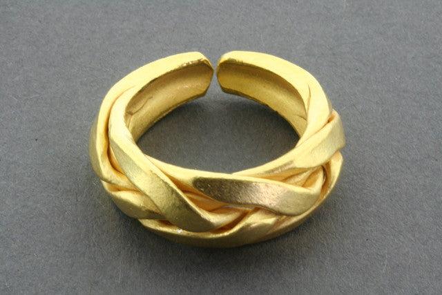 Elegant Gold Plated Braided Ring for Women - Perfect for Weddings, Parties & Everyday Wear